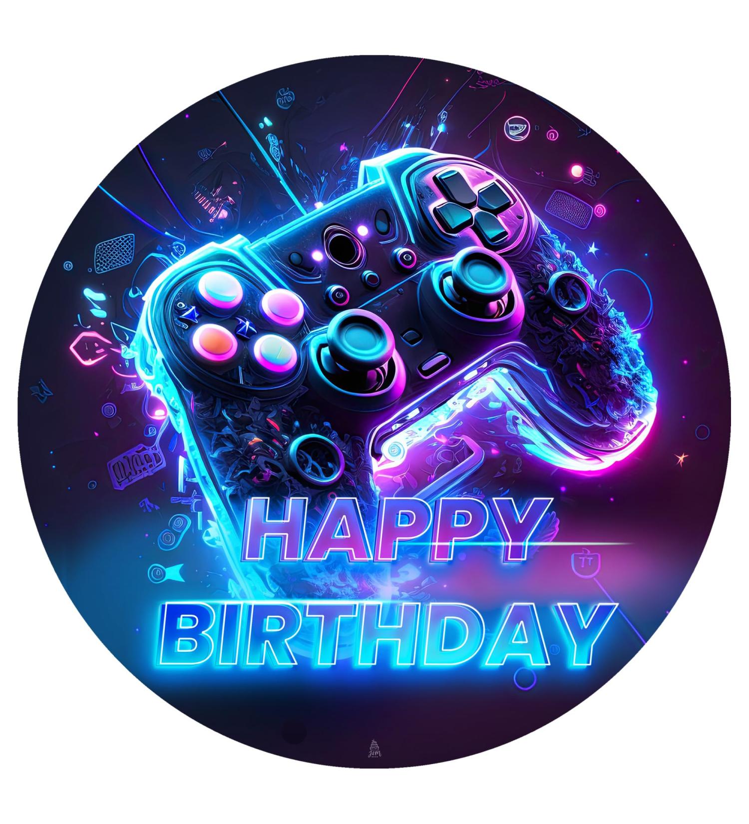 J & M Deco Edible Cake Rapers - Gamer Motif Birthday Cake Decoration - 20cm Fondant Dining Paper Tortendeko - Buy Online on GoSupps.com