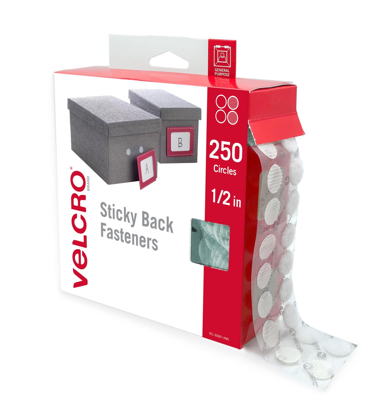 VELCRO Brand Dots with Adhesive | 250pk  White | Small 1/2 Inch Circles | Sticky Back Round Dots for Secure Mounting in Office  School or Home (VEL-30867-AMS) White 1/2 Inch - 250Pk Dots with Adhesive - Buy Online on GoSupps.com