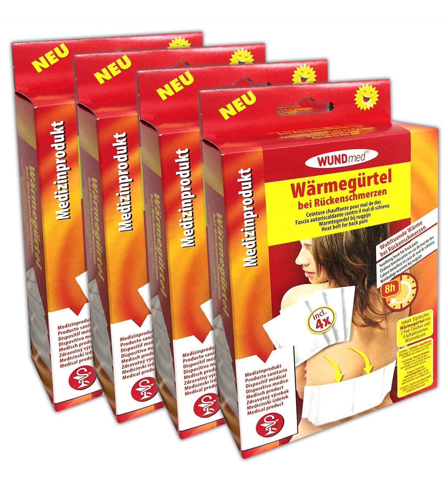 4x Elastic heat belt including 16 heat pads back intervertebral disc heat pad