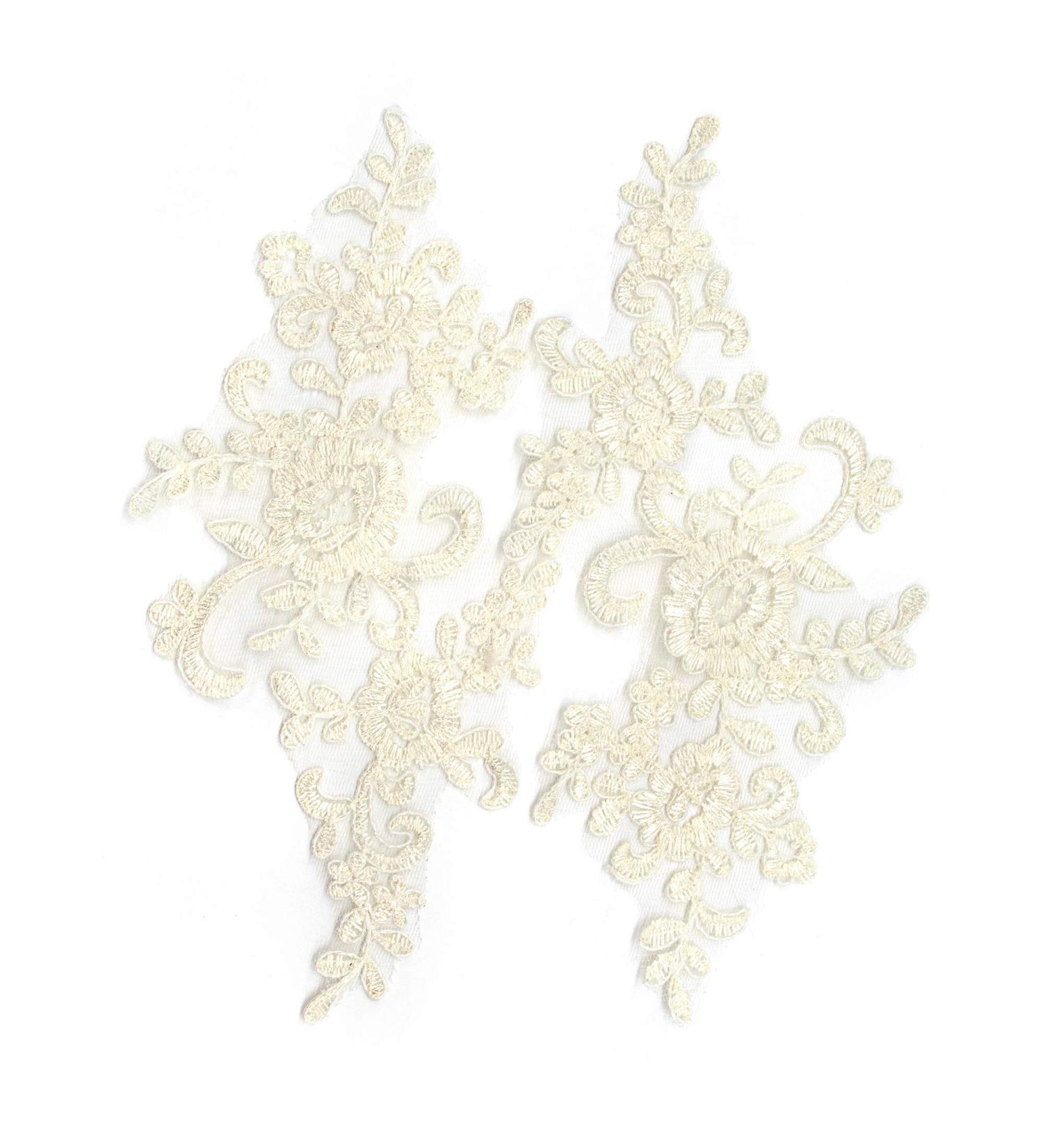AUEAR 2 Pack Ivory Flower Lace Applique Patches for Wedding Dress DIY Clothing - Buy Online on GoSupps.com