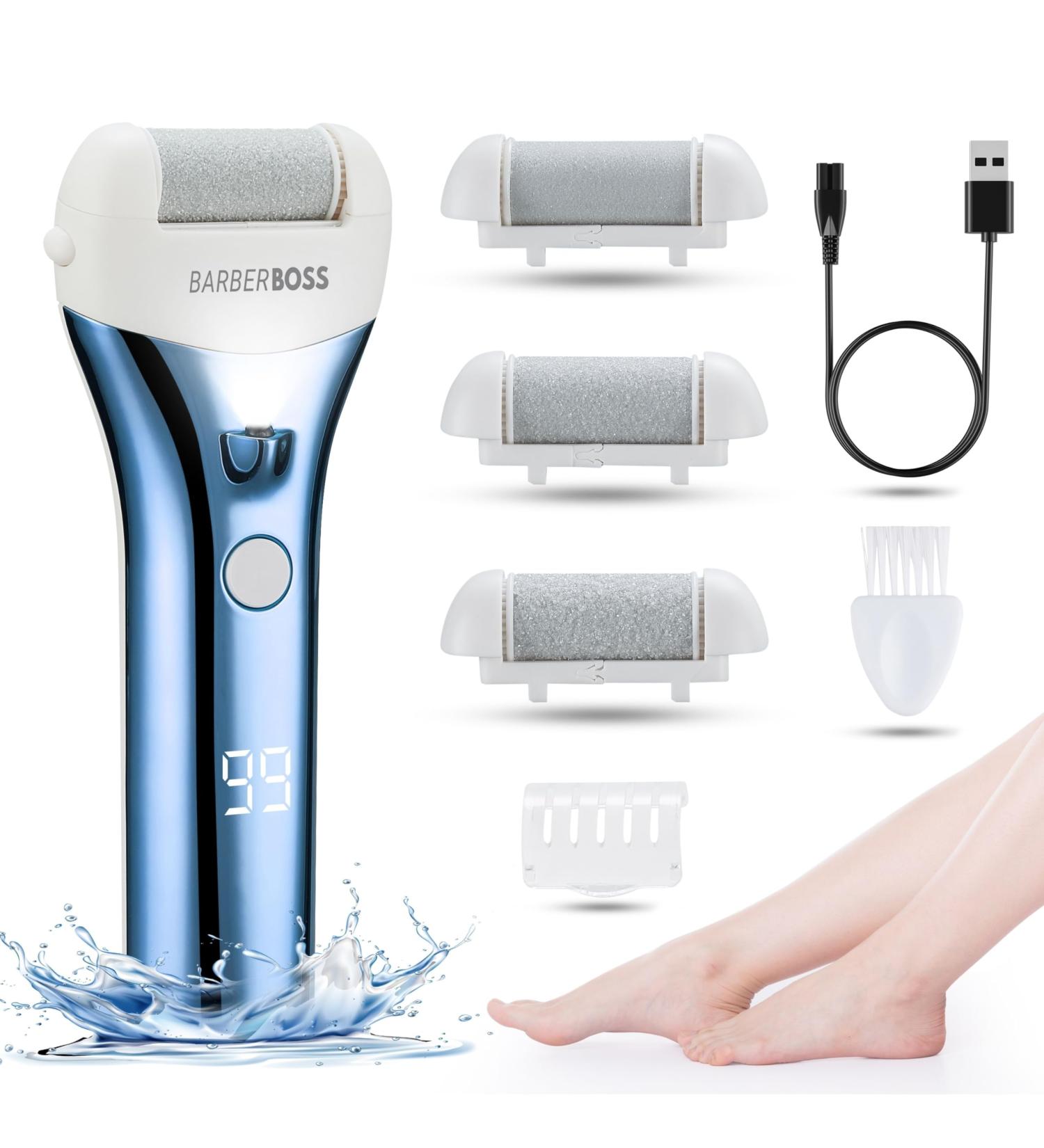 BarberBoss Electric Foot File Hard Skin Remover - Callus Remover Foot Files for Hard Skin Feet Hard Skin Remover Electric Professional Pedicure Set for Feet (Blue) - Buy Online on GoSupps.com