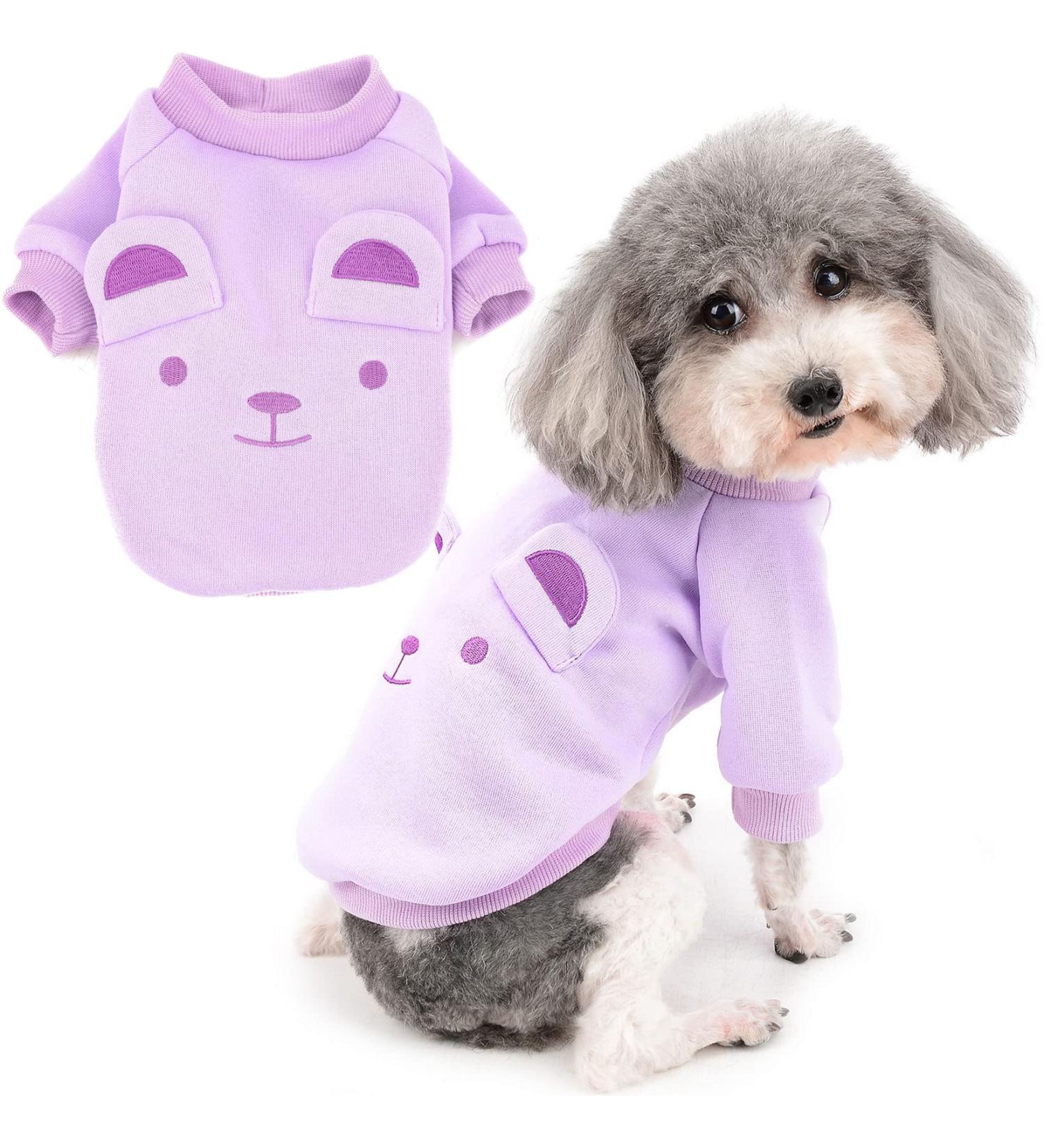 Zweitea Winter Coats for Small Dogs - Warm Soft Sweaters for Puppies | Cold Weather Clothing for Chihuahuas & Yorkies in Purple - Buy Online on GoSupps.com
