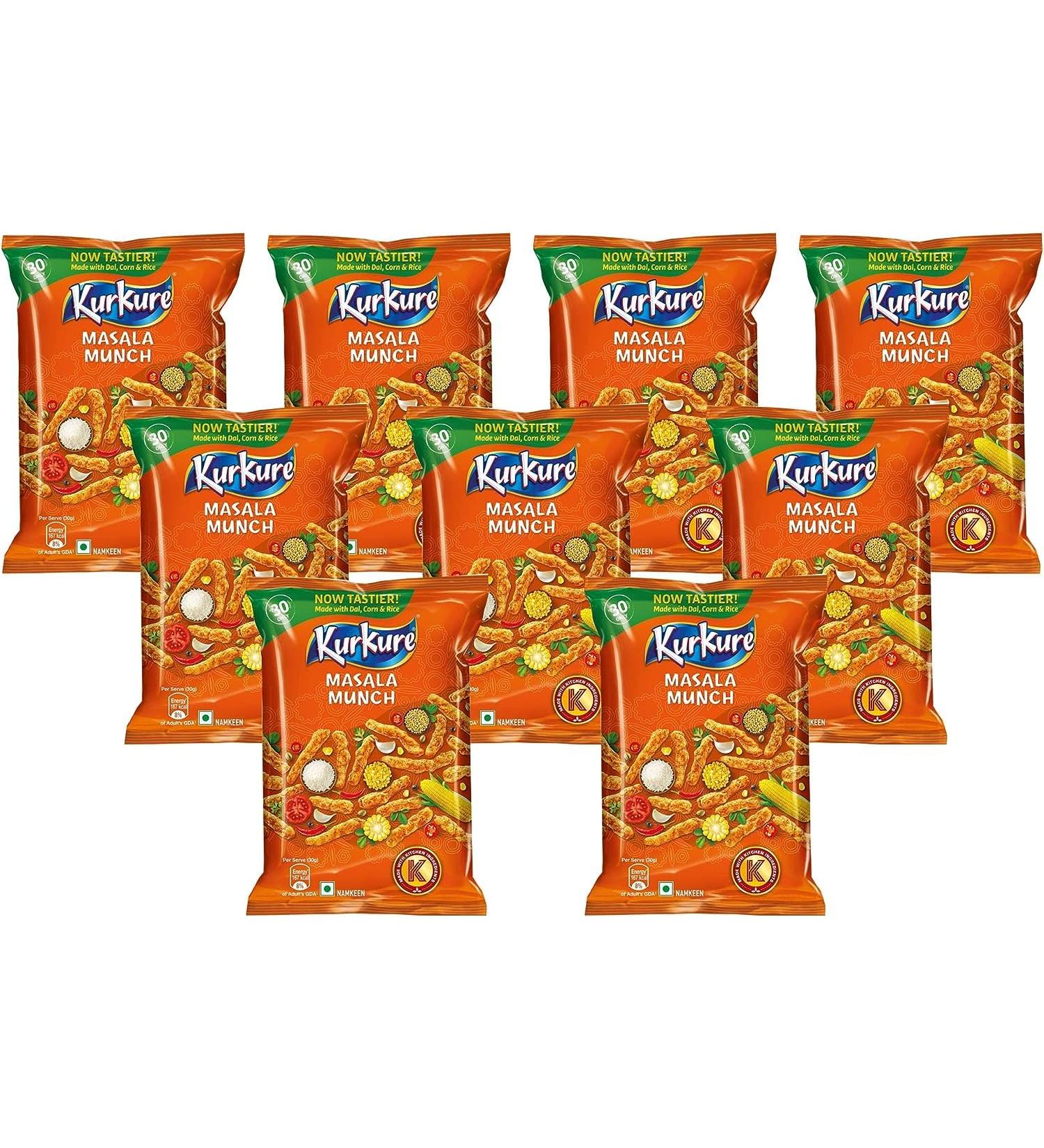 Lays & Kurkure Various Flavours Perfect Snack for Tea Time - Combination of Spice and Crunch Classic Flavour Taste Up Your Life With Namkeen - Work Home Or School (Masala Munch 85g_P 9) Masala Munch 85g 85.00 g (Pack of 1) - Buy Online on GoSupps.com