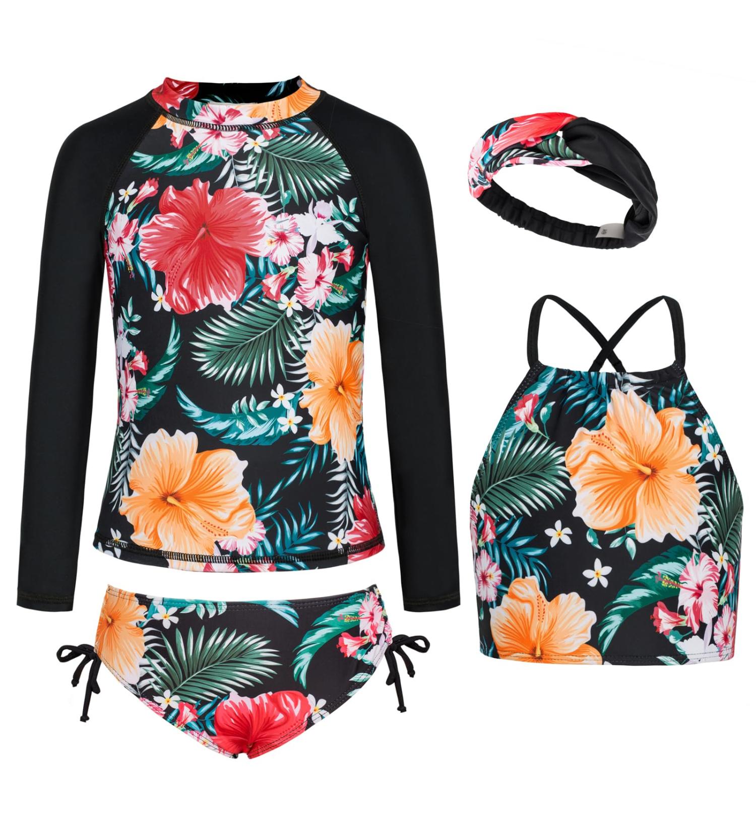 Grace Karin Girl's Mermaid Tankini Set - 4-Piece Ruffled Swimsuit for Ages 6-12 | Stylish Children's Bathing Suits - Buy Online on GoSupps.com