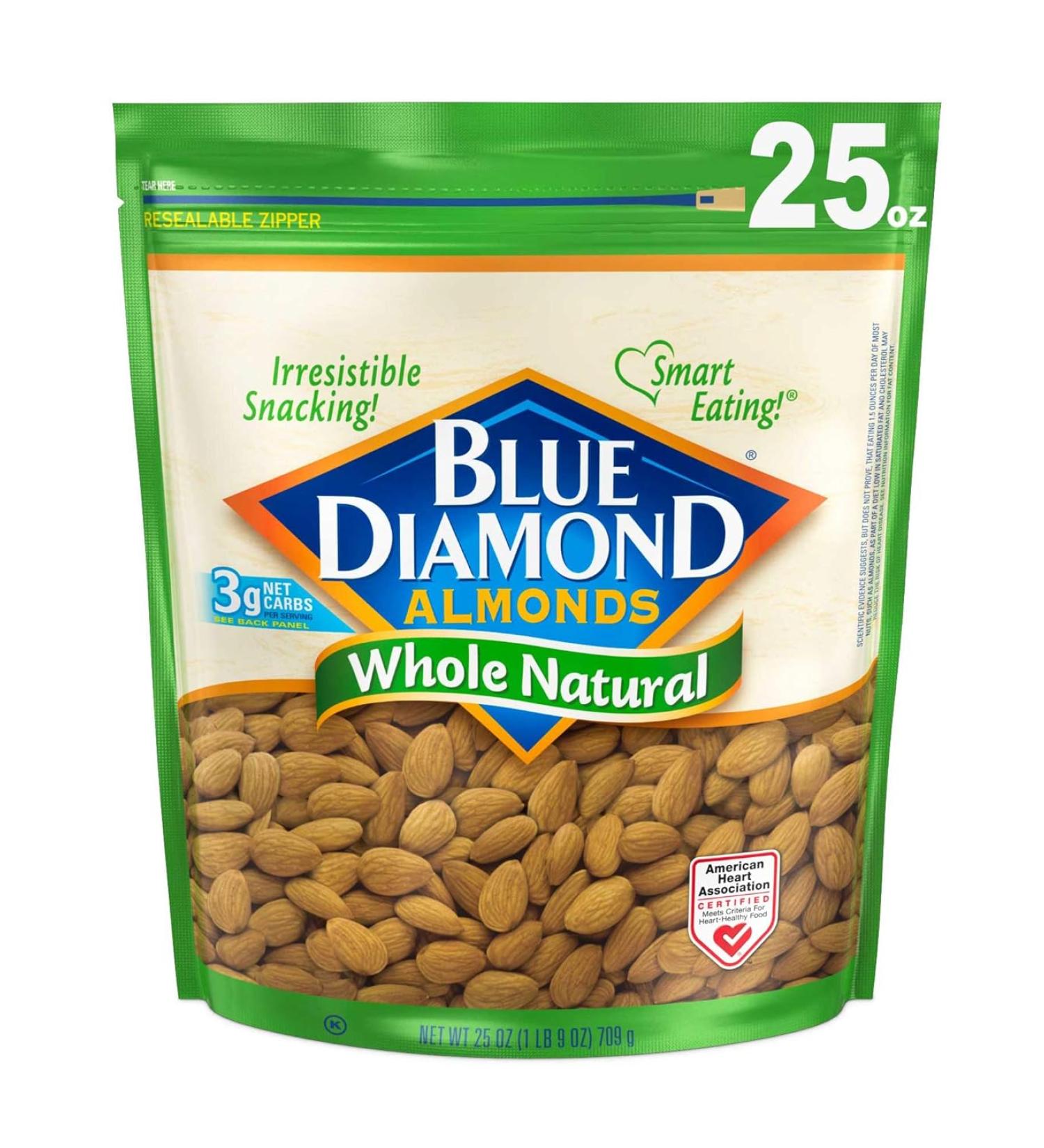 Blue Diamond Almonds Whole Natural Raw Snack Nuts - 25 Oz - Buy Online on GoSupps.com