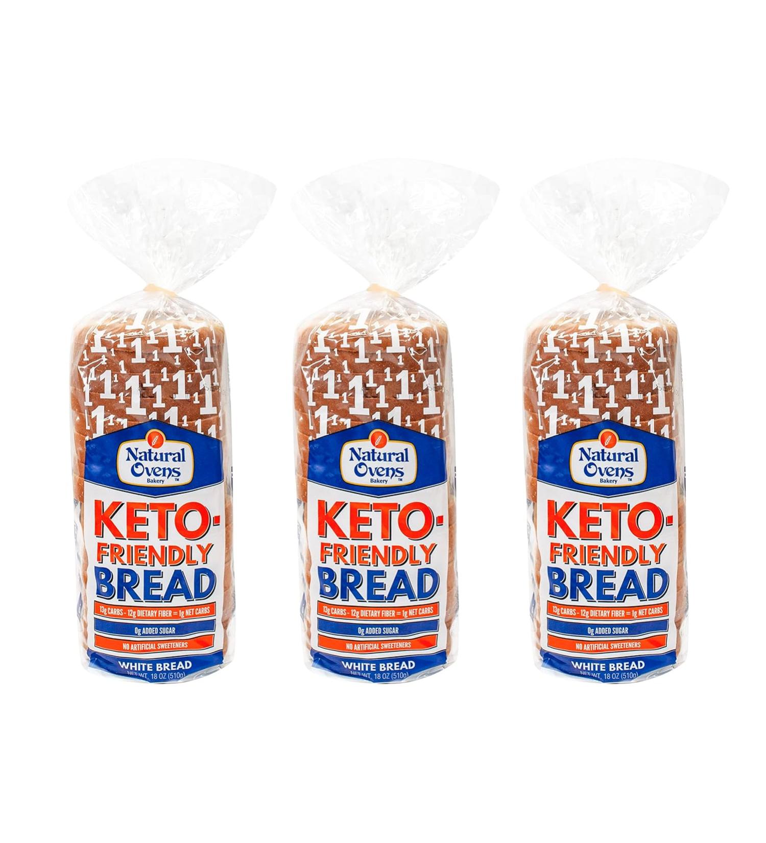 Natural Ovens Bakery Keto-Friendly White Bread 3 Loaves - 1 Net Carbs, 40 Calories a Slice - Buy Online on GoSupps.com