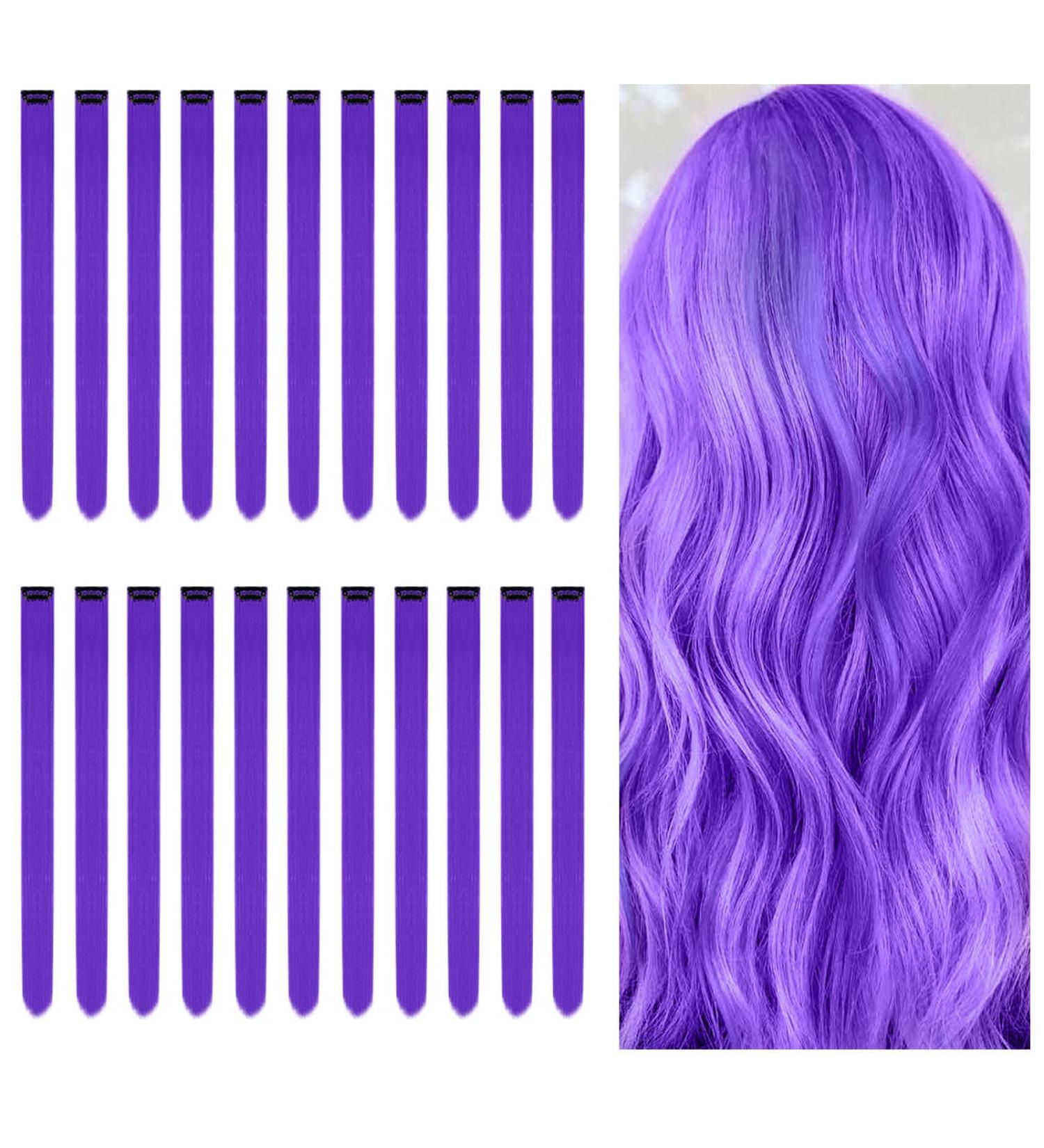 Buy Aomig 22 Rainbow Clip-In Hair Strands - Purple | Vibrant Extensions for Girls & Women | Perfect Party Accessories - Buy Online on GoSupps.com