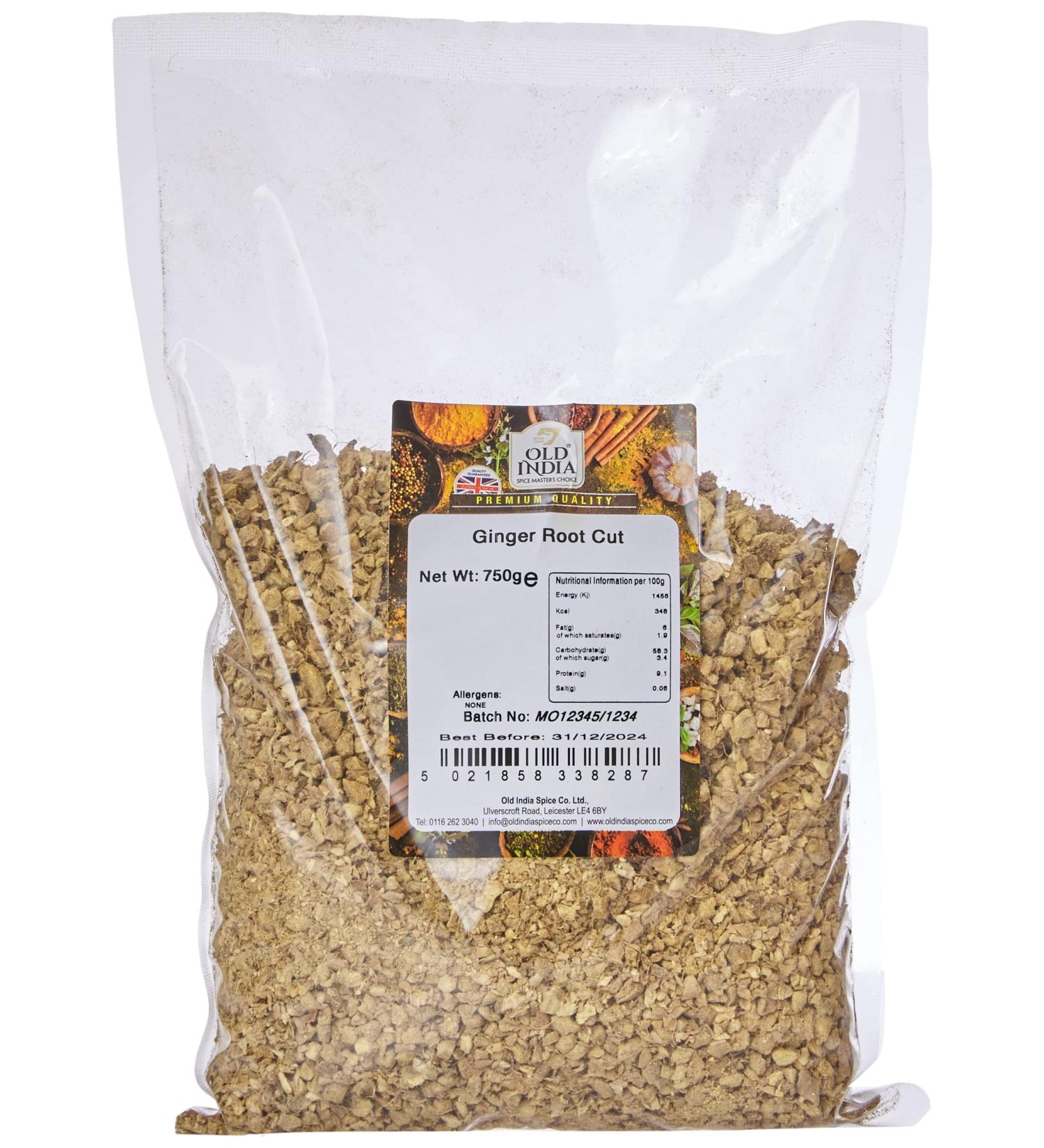 Old India Ginger Root Cut 750g - Premium Quality Spice for Cooking - Pack of 1 - Buy Online on GoSupps.com