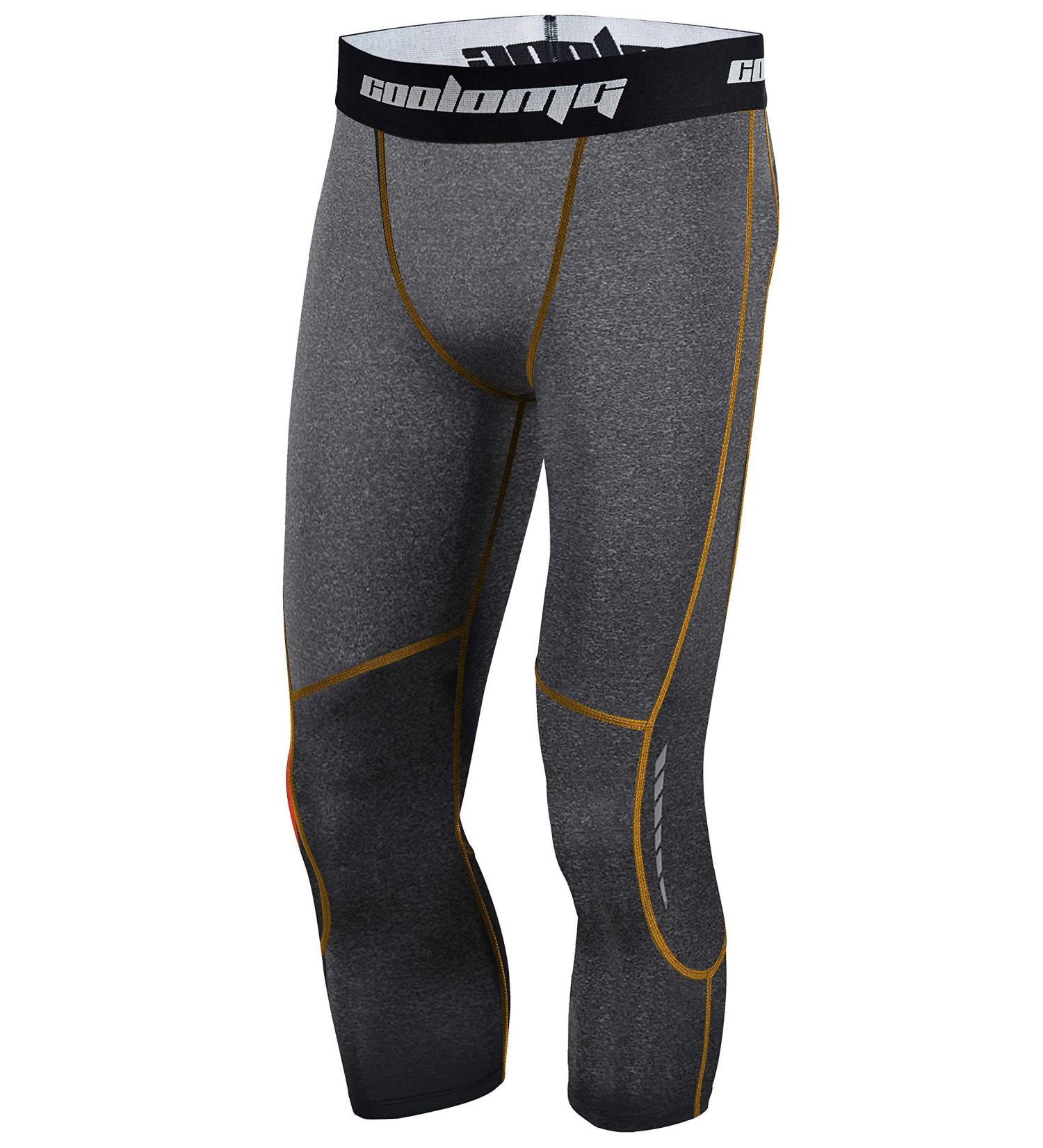 COOLOMG Youth Basketball Leggings Boys Men Compression Capri Tights - Gray XX-Small - Buy Online on GoSupps.com