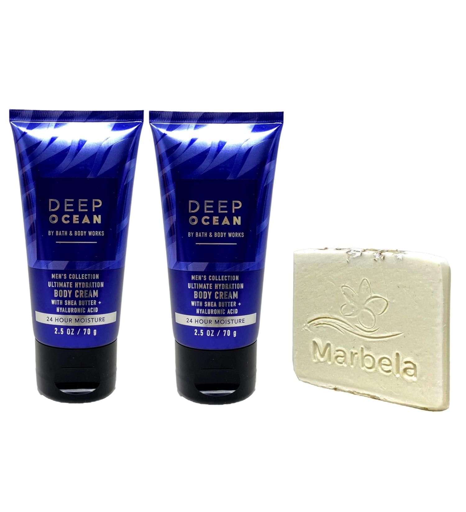Bath & Body Works Men's Collection Deep Ocean 2 Pack Body Cream Bundle with a Natural Oats Sample Soap - Travel Size - Buy Online on GoSupps.com