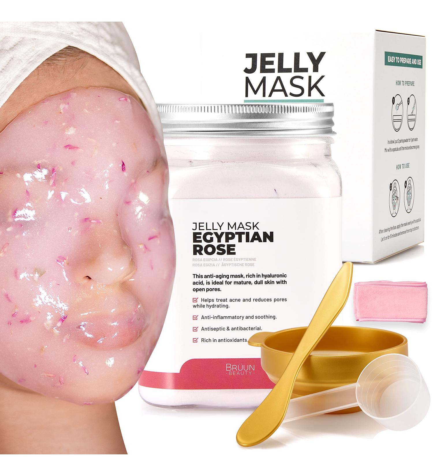 BR UN Peel-Off Egyptian Rose Jelly Mask - 23 fl oz Rubber Mask Jar | Moisturizing Gel Mask for Face Care | 30-35 Treatments | Spa Set for Men, Women, Adults - Buy Online on GoSupps.com
