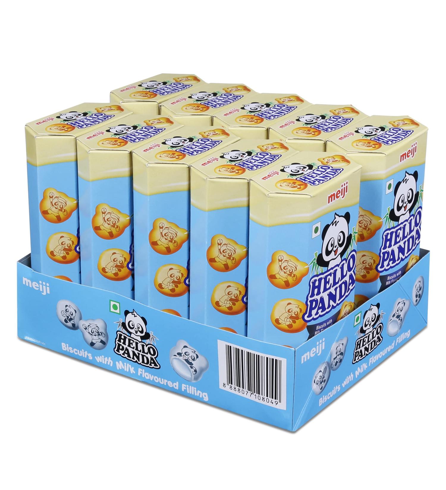 Meiji Hello Panda Biscuits with Creamy Milk Filling 10 x 50g - Buy Online on GoSupps.com