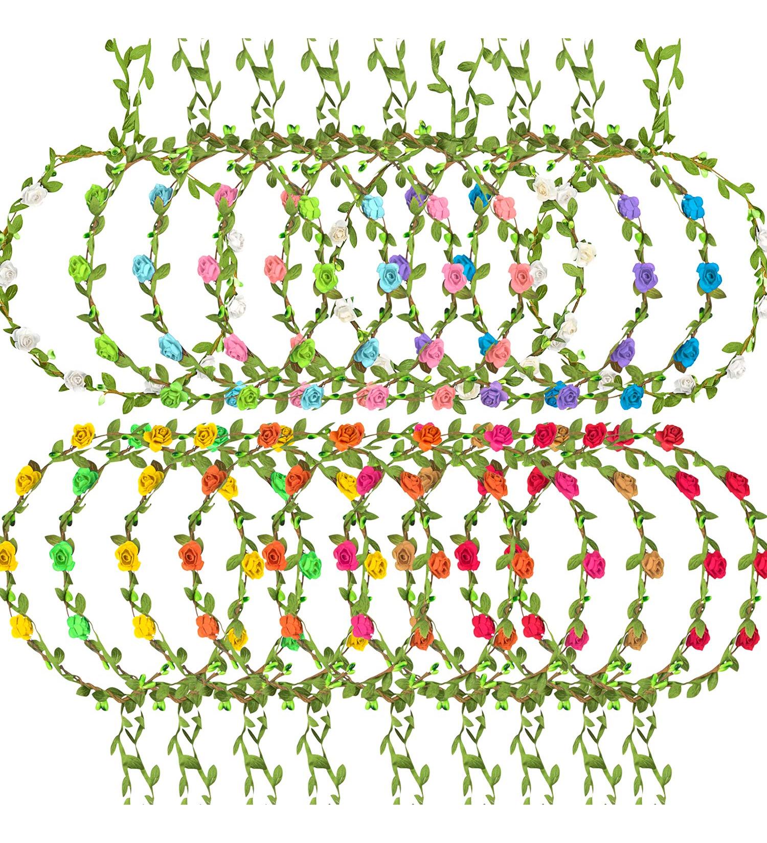 18PCS Multicolor Flower Crown Headband for Wedding, Festival, and Party - Buy Online on GoSupps.com