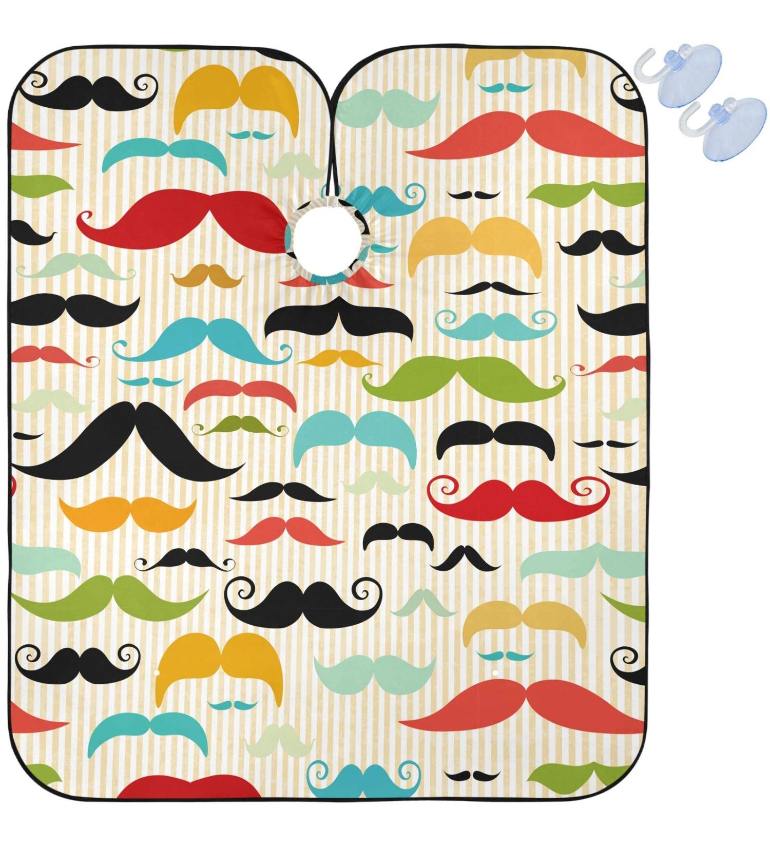 Visesunny Colored Mustache Vintage Barber Cape - Anti-Static Water-Resistant Hair Cutting Bib | Professional Salon Polyester Adjustable Snap Closure - Buy Online on GoSupps.com