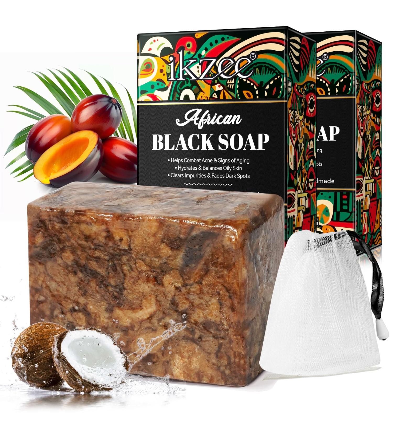  WeiWeiLa Organic African black soap 200g African soap against acne and dark spots raw black soap for all skin types face body hair - Buy Online on GoSupps.com