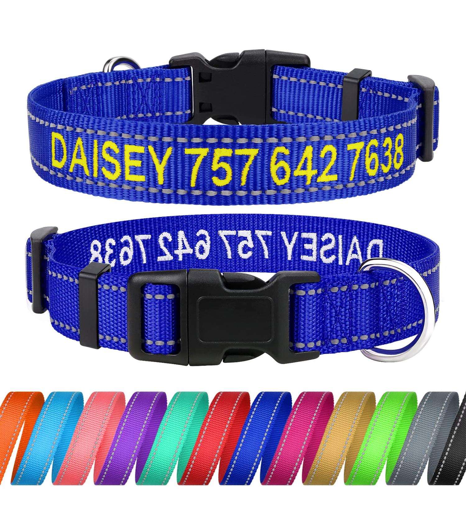 Tagme Personalized Dog Collar for Small Dogs - Embroidered Reflective Nylon with Pet Name & Phone Number - King Blue - 1 Pack - Buy Online on GoSupps.com