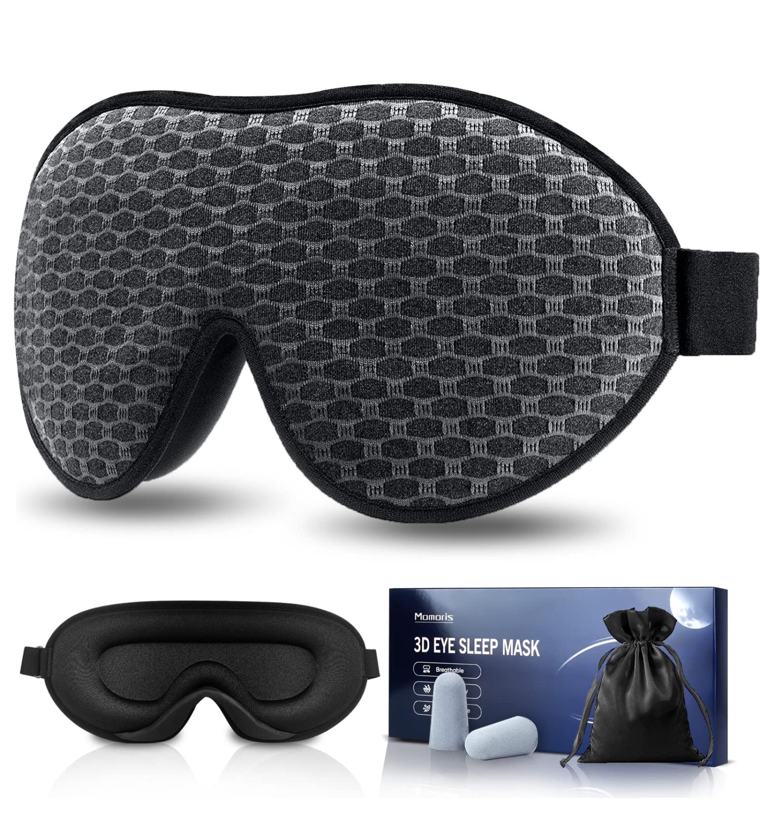 Momoris 3D Deep Contoured Sleep Mask - Soft Breathable Eye Shade for Women & Men | Blocks Light for Better Sleep | Adjustable Strap for Travel, Yoga, Nap - Buy Online on GoSupps.com