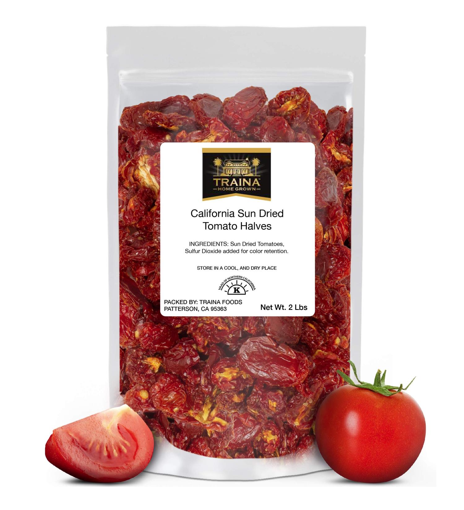 Traina Home Grown California Sun Dried Tomato Halves - Healthy Non GMO Gluten Free Kosher Certified Packed in Resealable Bag (2 lbs) 2 Pound (Pack of 1) - Buy Online on GoSupps.com