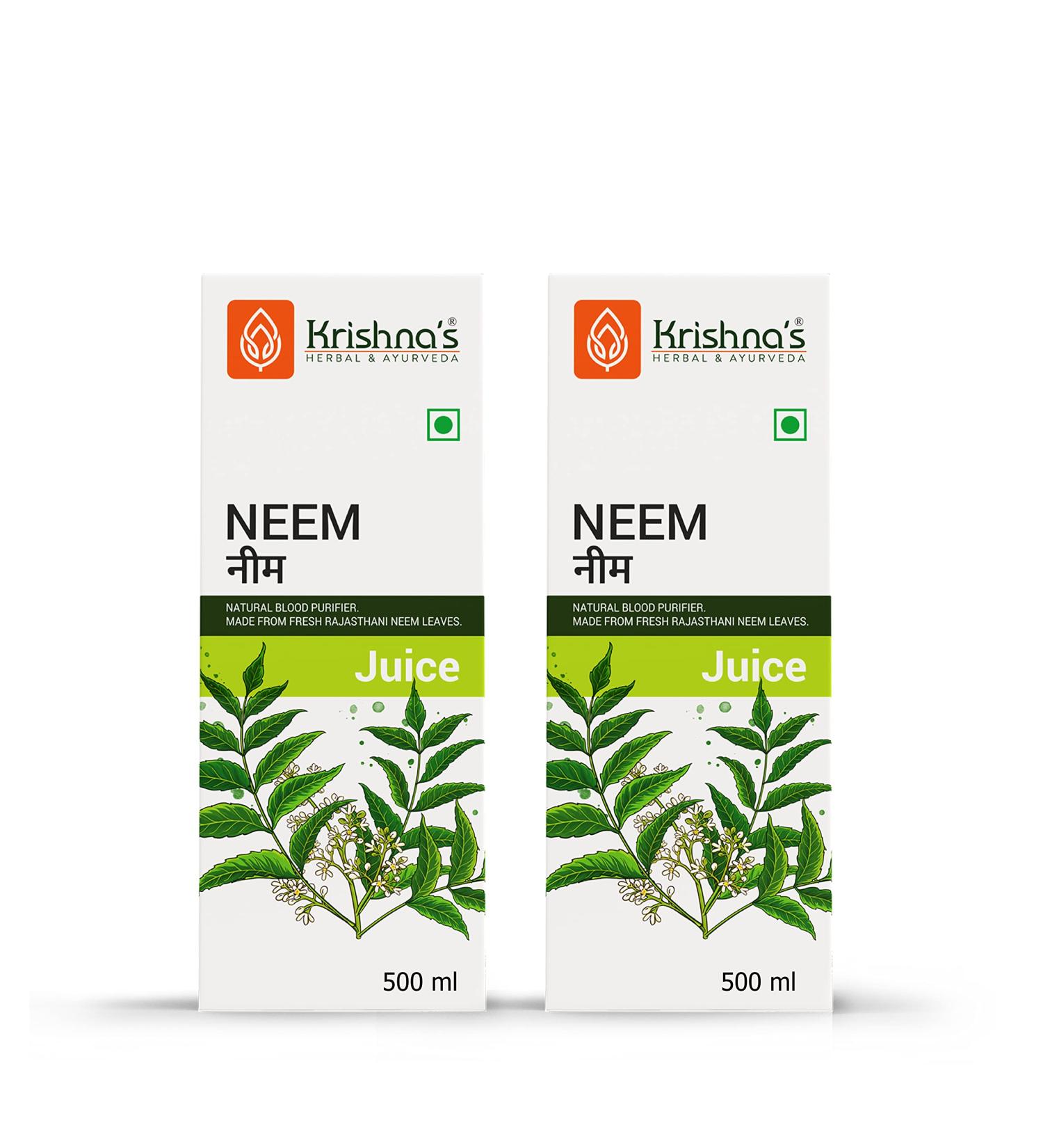 Krishna's Lot de 2 purificateurs de sang au jus de margousier de feuilles fra ches 500 ml 500 ml (lot de 2) - Buy Online on GoSupps.com