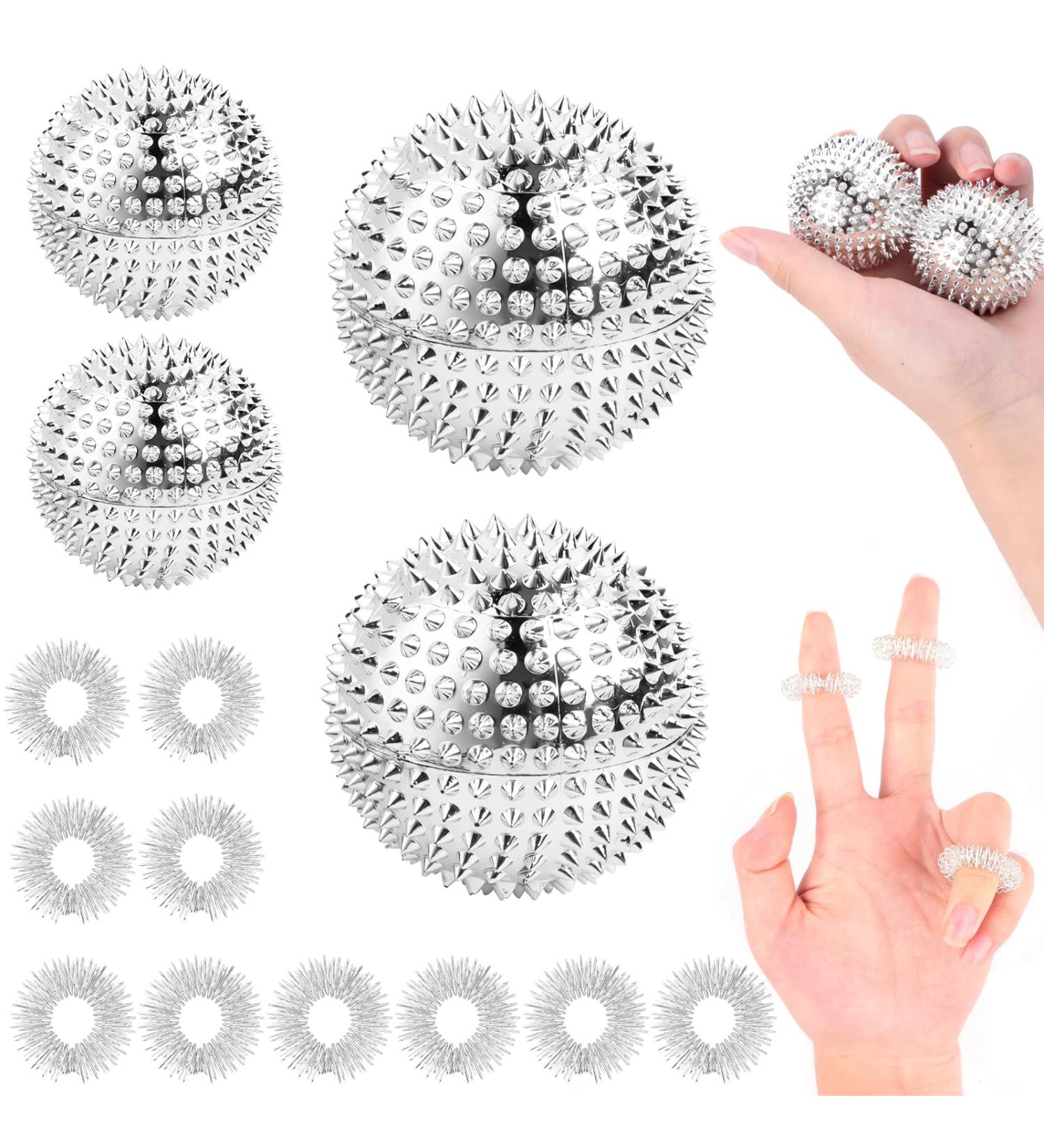 Encuryna 4 Skills Igelball Massage Set | 10 Metal Acupressure Rings for Stress Relief | Acupressure Ring Massage Balls | International Shipping - Buy Online on GoSupps.com