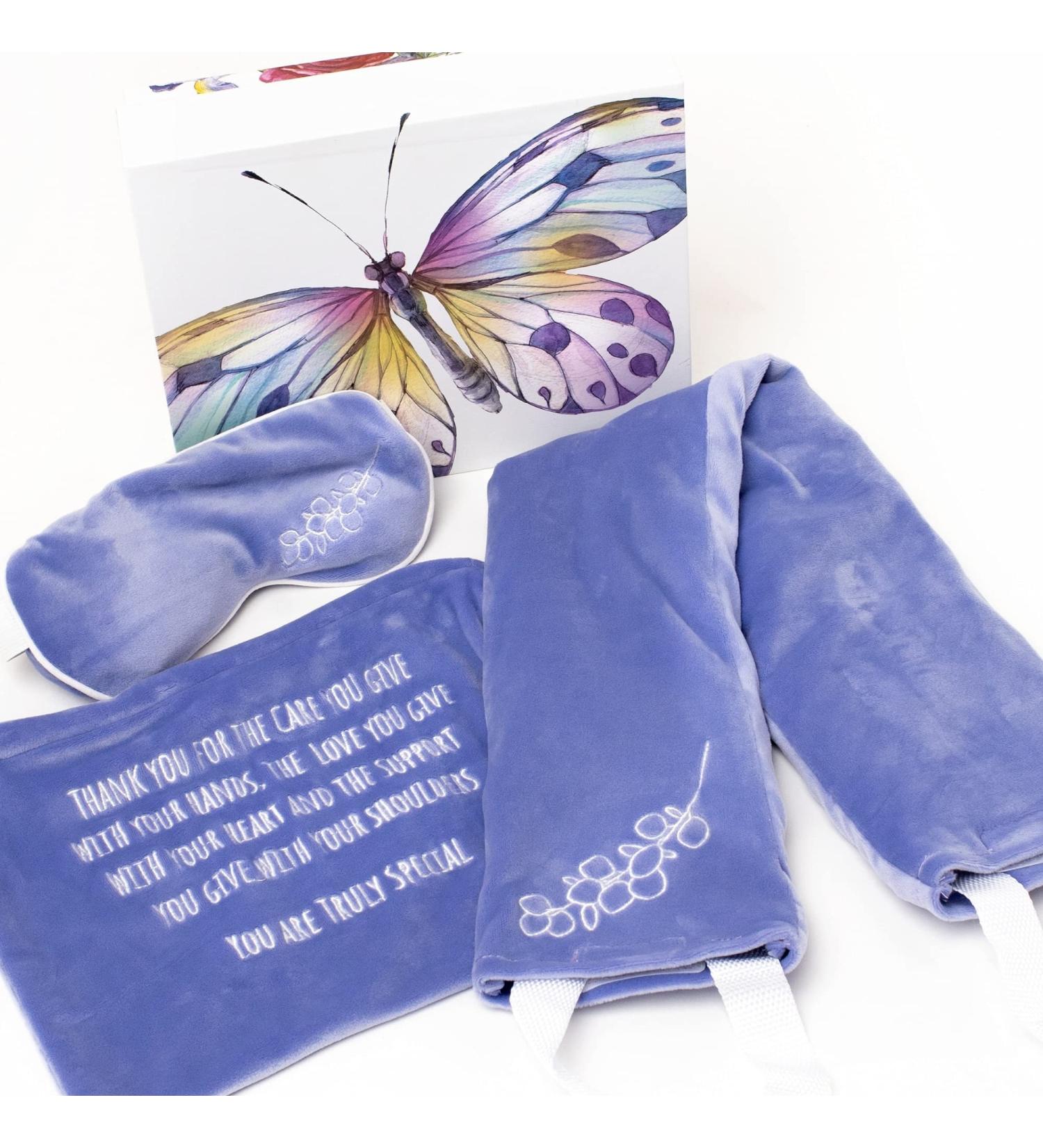 Relaxation Gifts for Women: Heated Lavender Neck Wrap & Eye Mask Set - Microwavable, Destress, Mother's Day, Birthday, Thank You Gifts - Buy Online on GoSupps.com