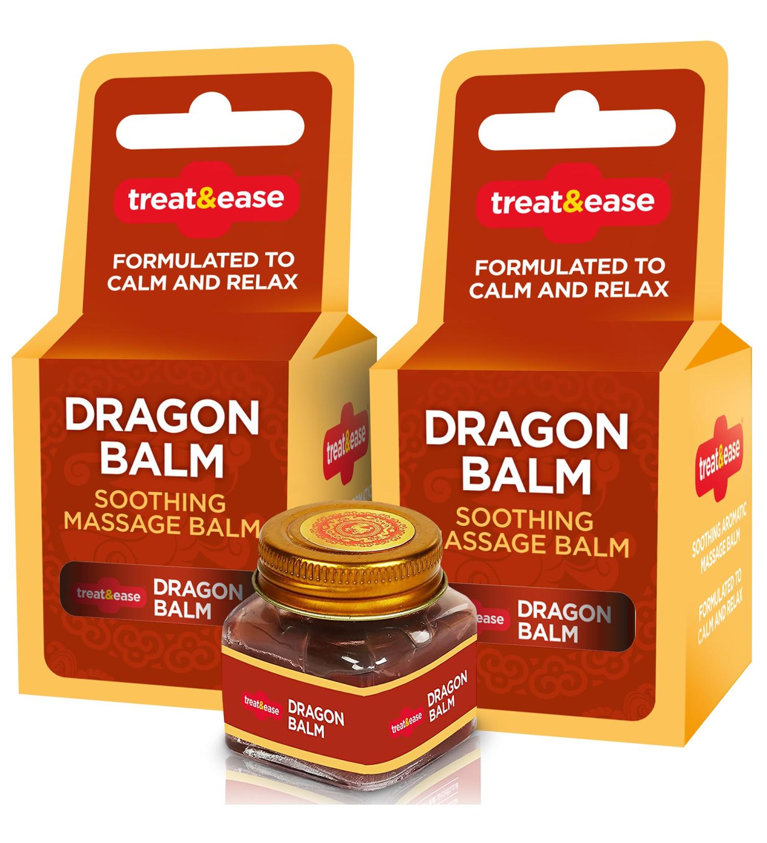 SOL 2pk Dragon Balm 60g Tiger Red Heat Rub for Pain Relief - Muscle & Headache Balm Cream - Back Pain, Neck & Shoulder Rub - Oriental Balm + Sticker - Buy Online on GoSupps.com