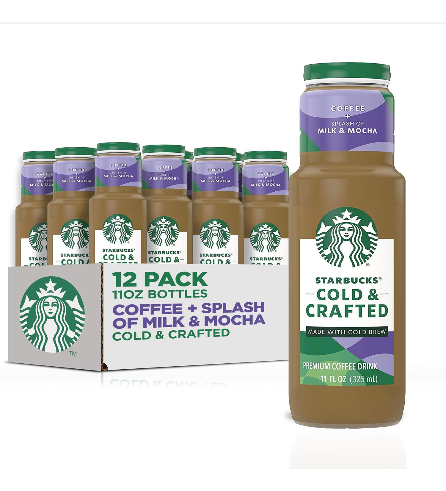 Starbucks Cold & Crafted Coffee Splash of Milk + Mocha 11oz Bottles (12 Pack) - Buy Now! - Buy Online on GoSupps.com