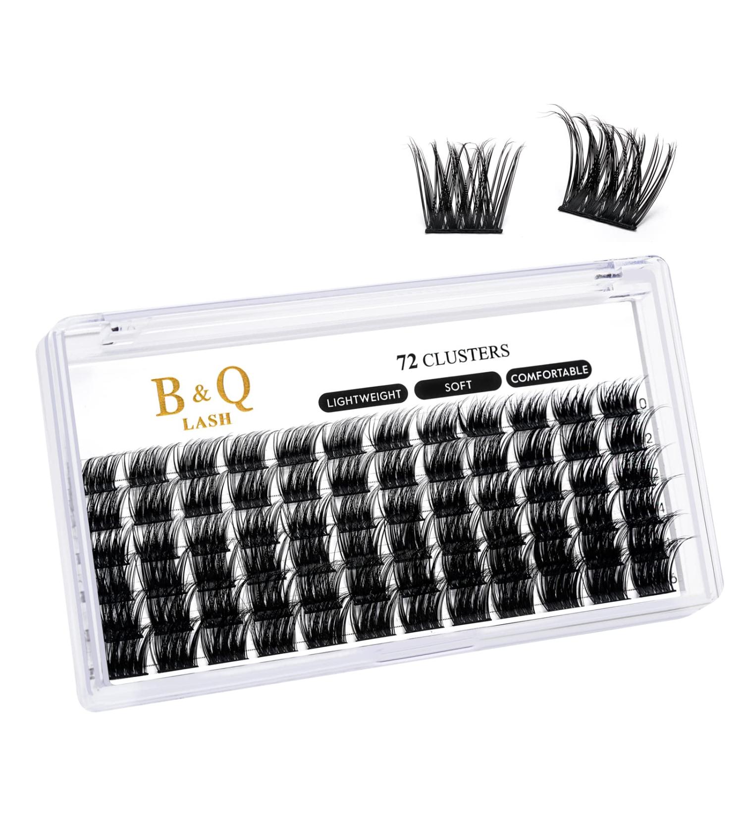 72 PCs B&Q DIY Individual Eyelashes - Reusable Wispy Fluffy Extensions for Beginners | D-10-16 Mix - Buy Online on GoSupps.com