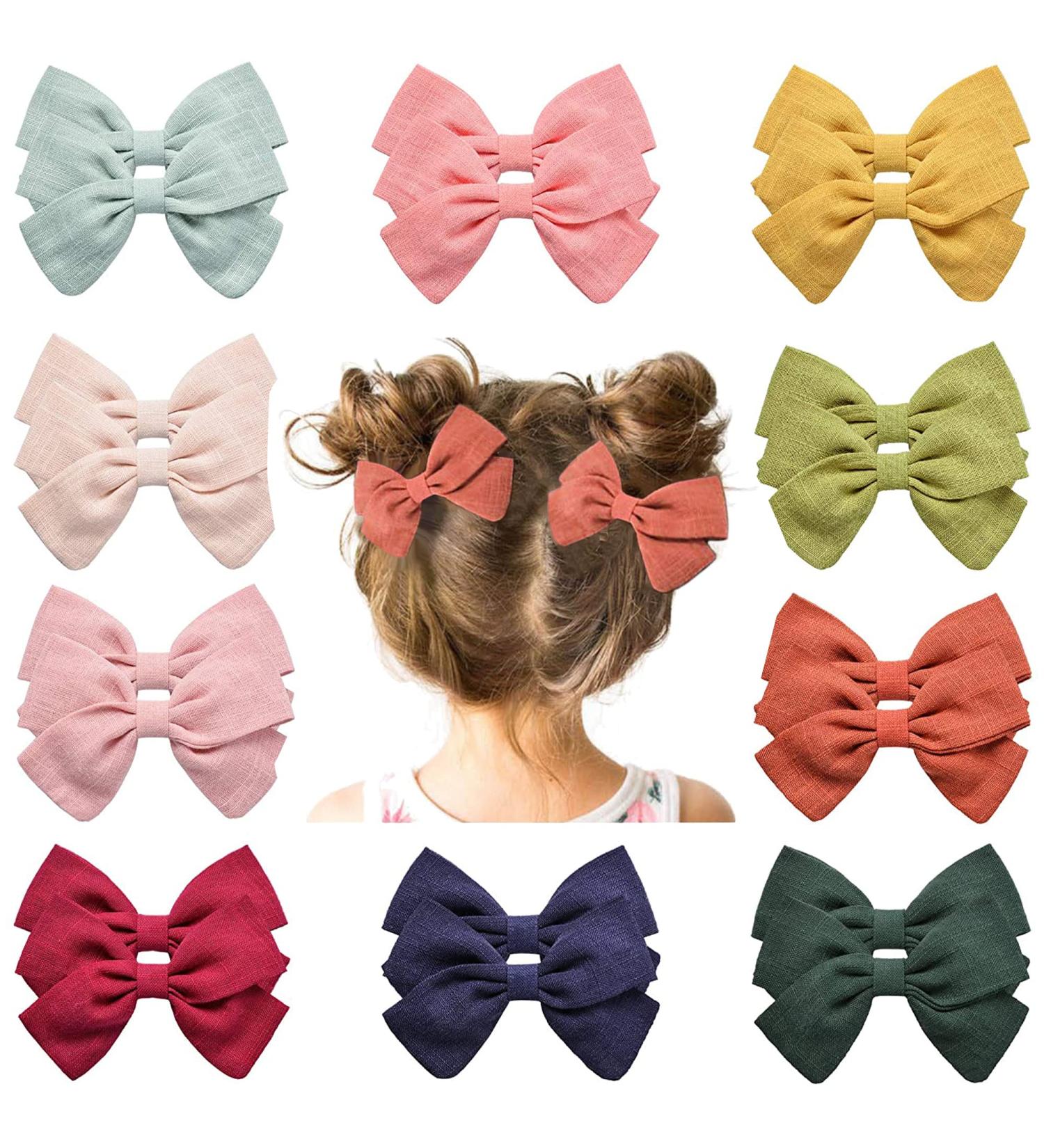 Meegoo 20 PCS Hair Bows for Girls 3.5" Butterfly Hair Barrettes for Baby Girls Kids 10 Colors Cute Hair Clips in Pairs Style 1 - Buy Online on GoSupps.com