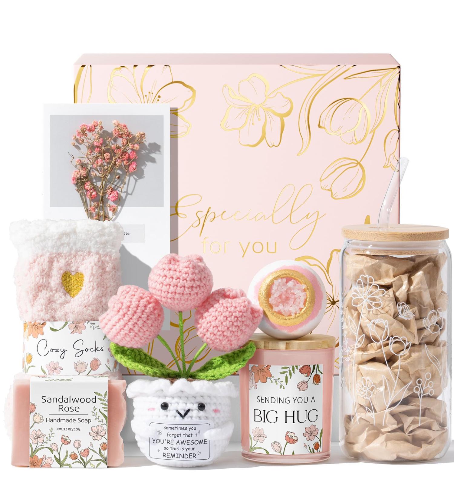 Birthday Gifts for Women Self Care Package Get Well Soon Gift Baskets Thinking of You Inspirational Sympathy Spa Gift Basket for Women Unique Valentines Day Gifts Set for Her Wife Friend Mom Sister Pink - Buy Online on GoSupps.com