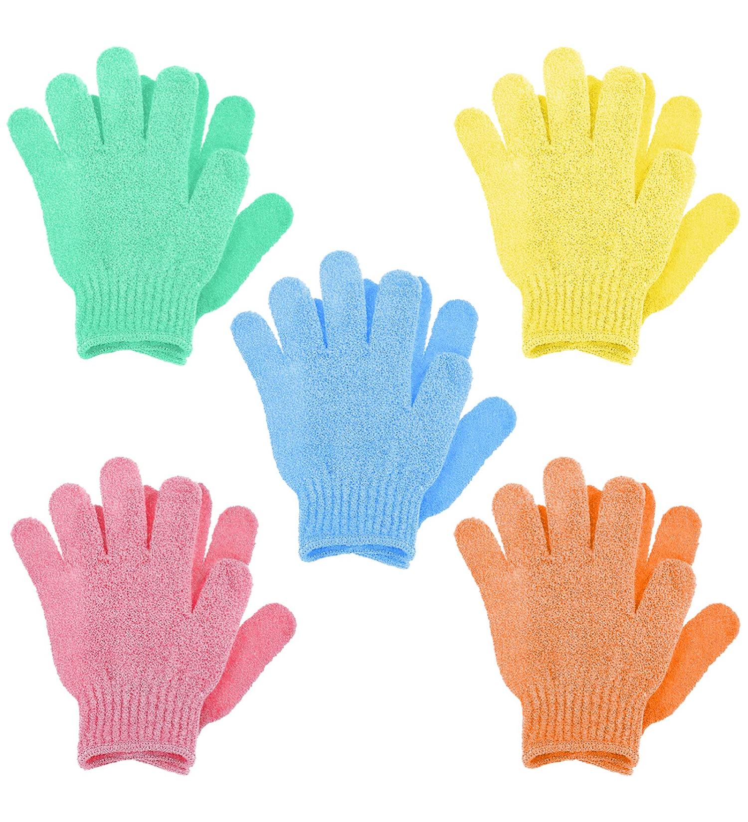Sibba Exfoliating Gloves - 5 Pairs Natural Loofah Shower Scrub Gloves for Body & Face - Dead Skin Remover Bath Gloves for Women & Men - Buy Online on GoSupps.com