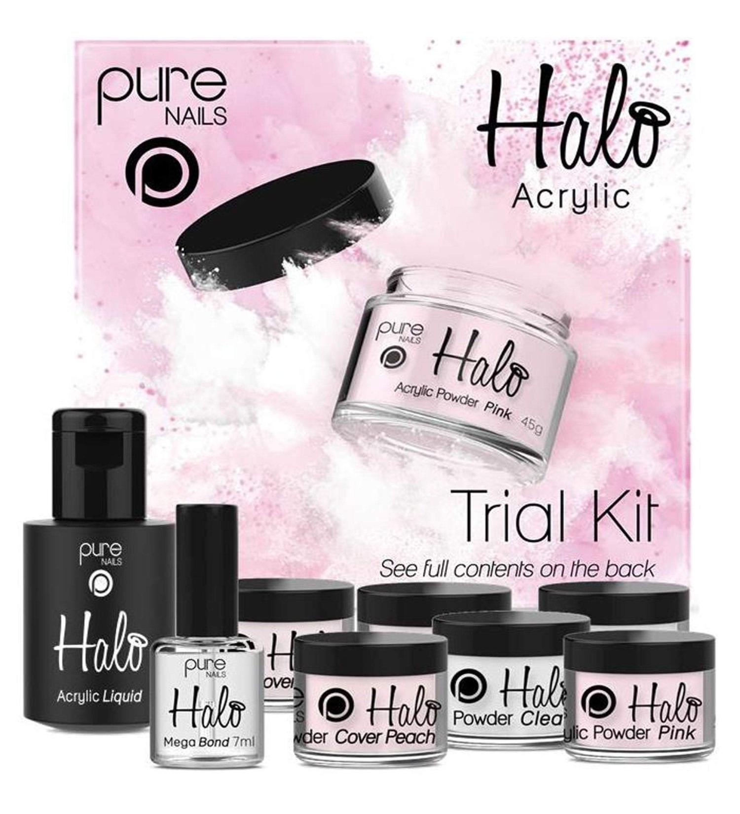 Halo By Pure Nails Acrylic Trial Kit Powder/Liquid Mega Bond