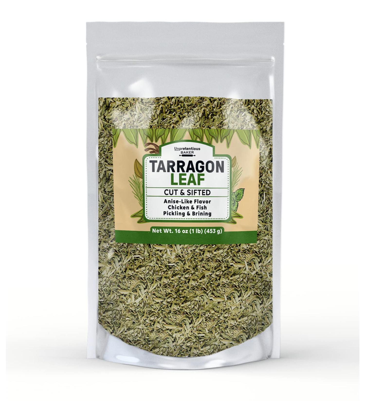 Organic Tarragon Leaf by Unpretentious Baker - 1 lb | Cut & Sifted for Salads, Soups, Pickling & Brining - Buy Online on GoSupps.com