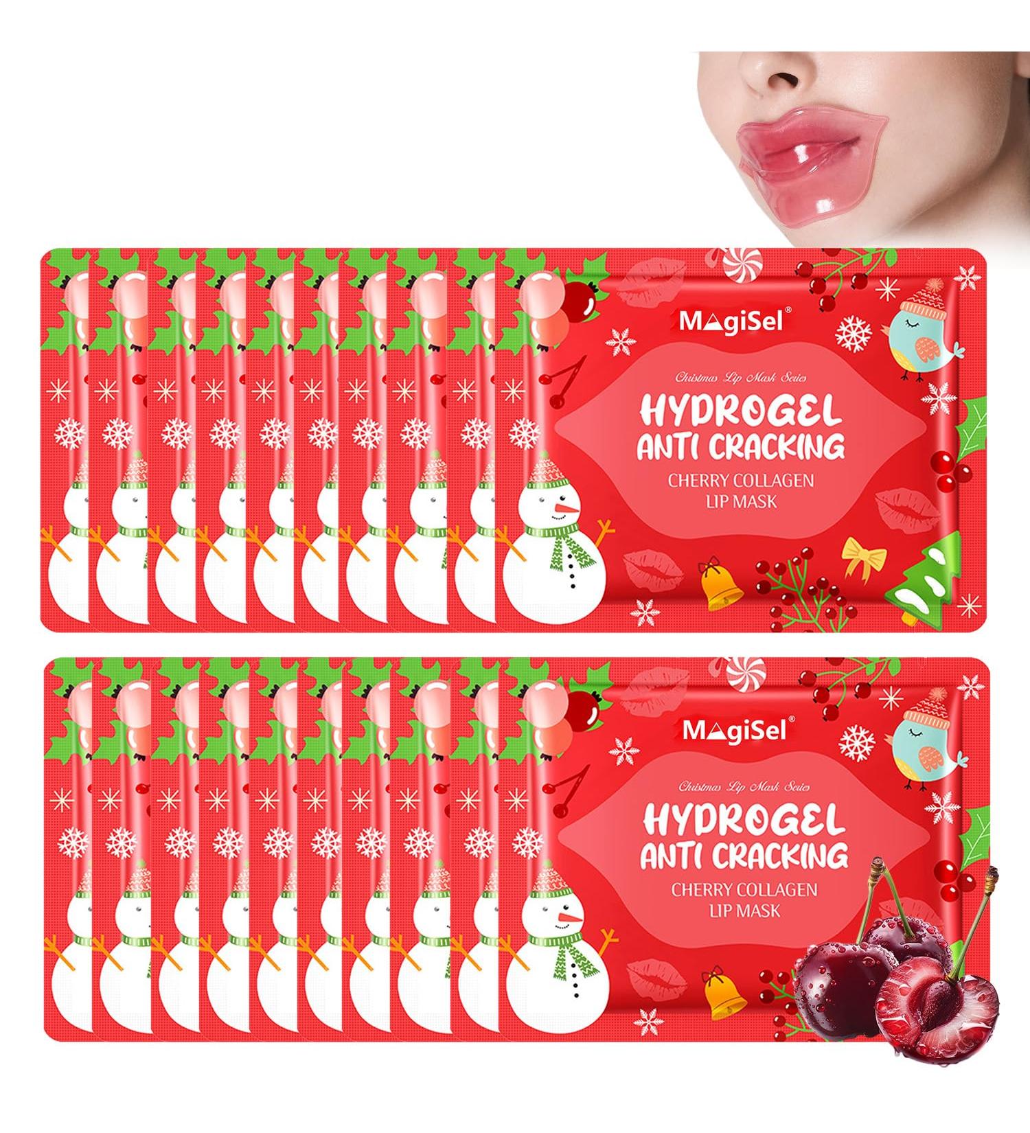 RedOceansM 20 pieces collagen lip mask Christmas cherry collagen moisturizing hydrating for dry and rough lips suitable for dry and cracked lips - Buy Online on GoSupps.com