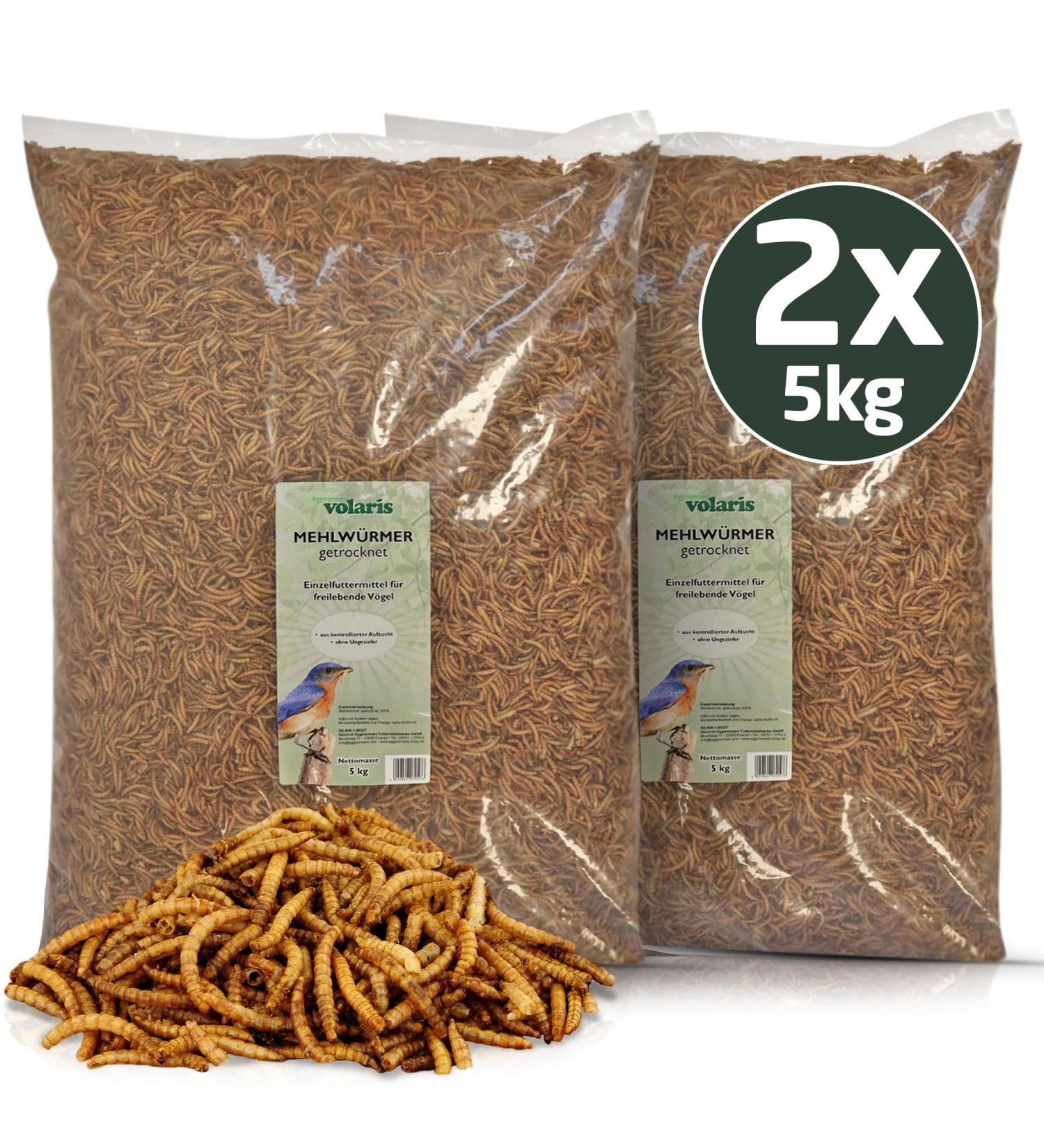 Eggersmann volaris 10kg Dried Mealworms | High in Protein & Natural | Ideal for All Types of Birds | Wild Bird Food All Year - Buy Online on GoSupps.com
