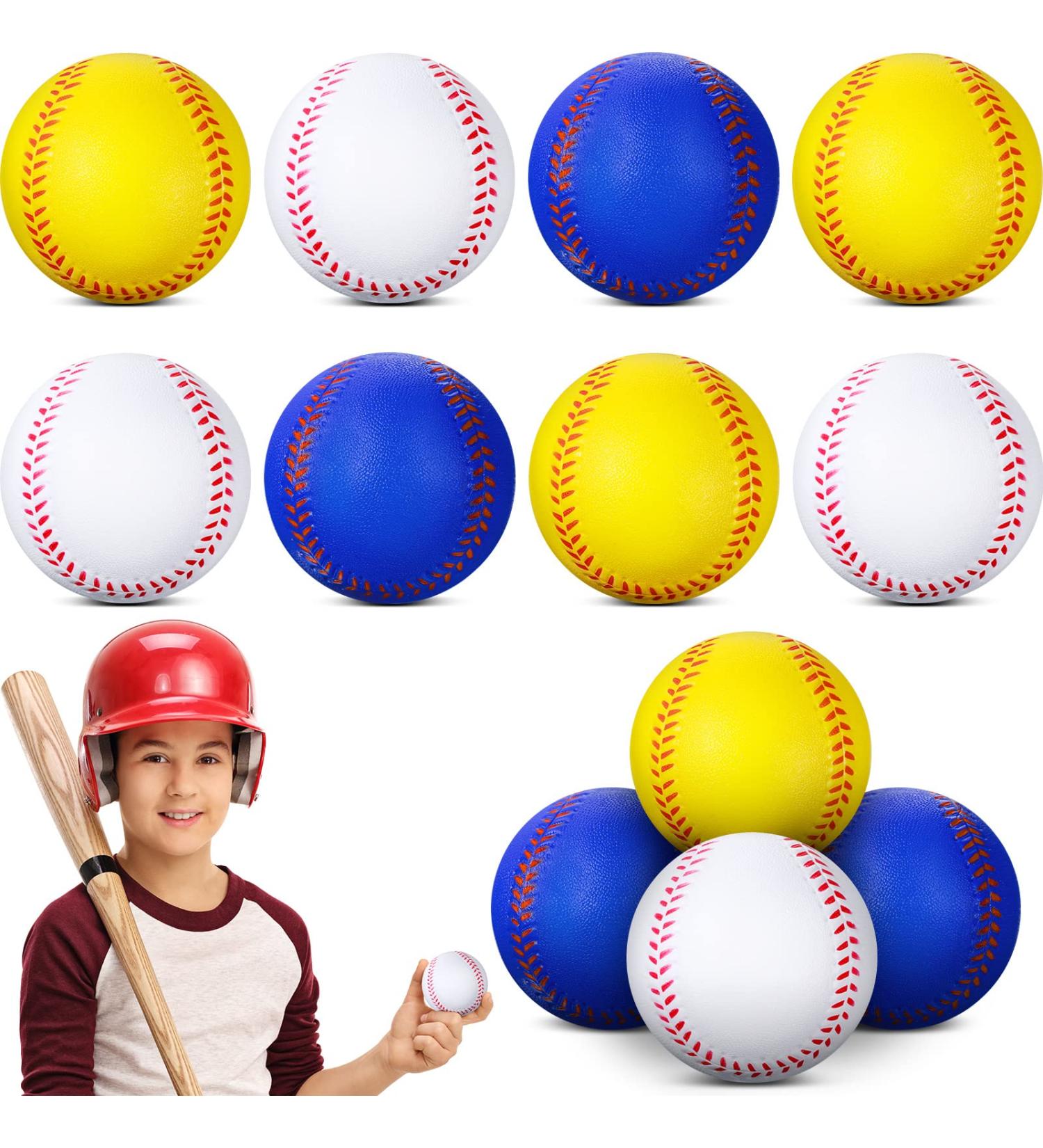 12 Pack Foam Training Baseballs for Kids & Teens - Blue, White, Yellow - Soft Practice Balls - Buy Online on GoSupps.com