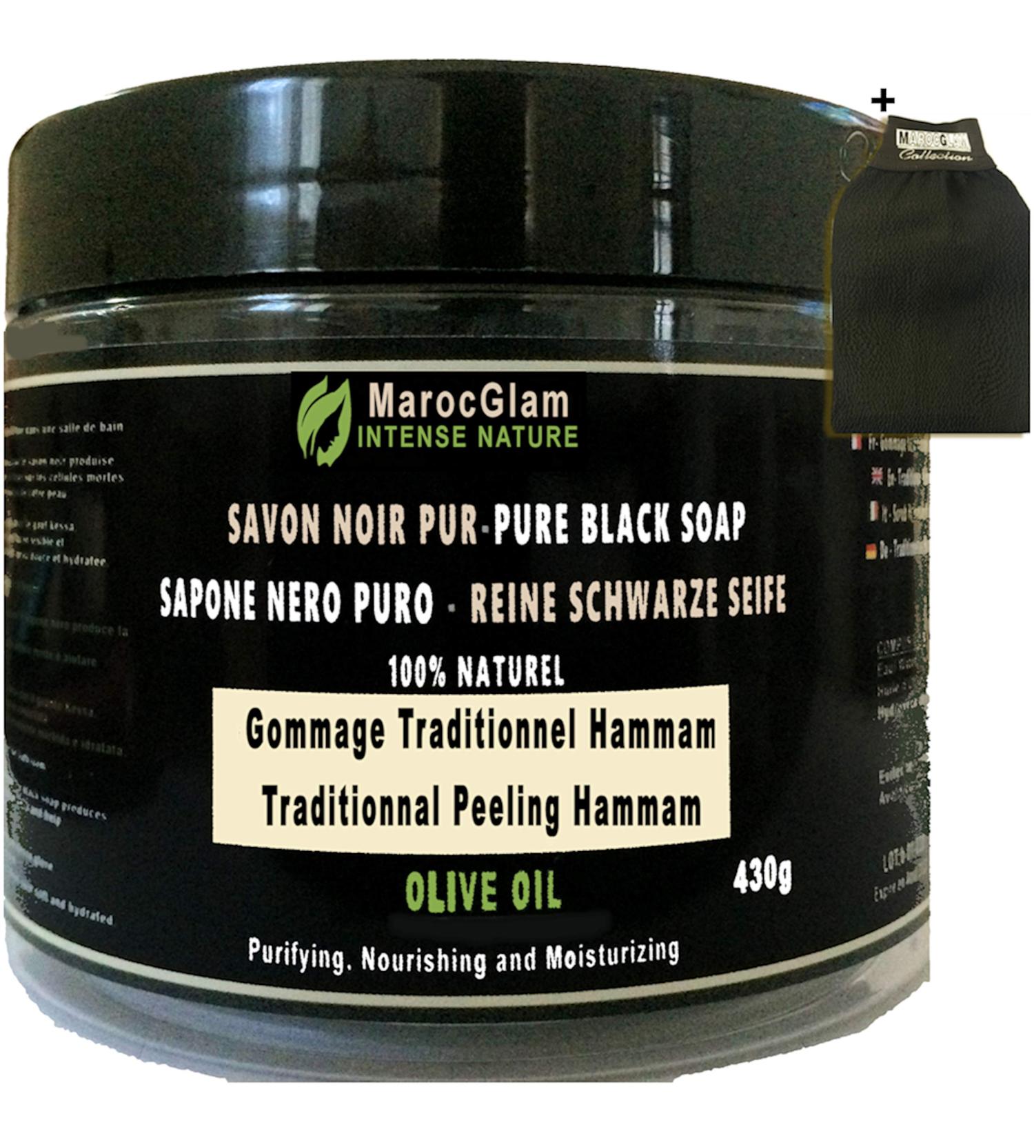 Savon Noir Gommage 470g + Gant Kessa OFFERT l'huile d'olive 100% NATUREL HAMMAM ET SPA TRADITIONNEL 100% PUR l'huile d'olive - de la marque MAROC GLAM - Buy Online on GoSupps.com