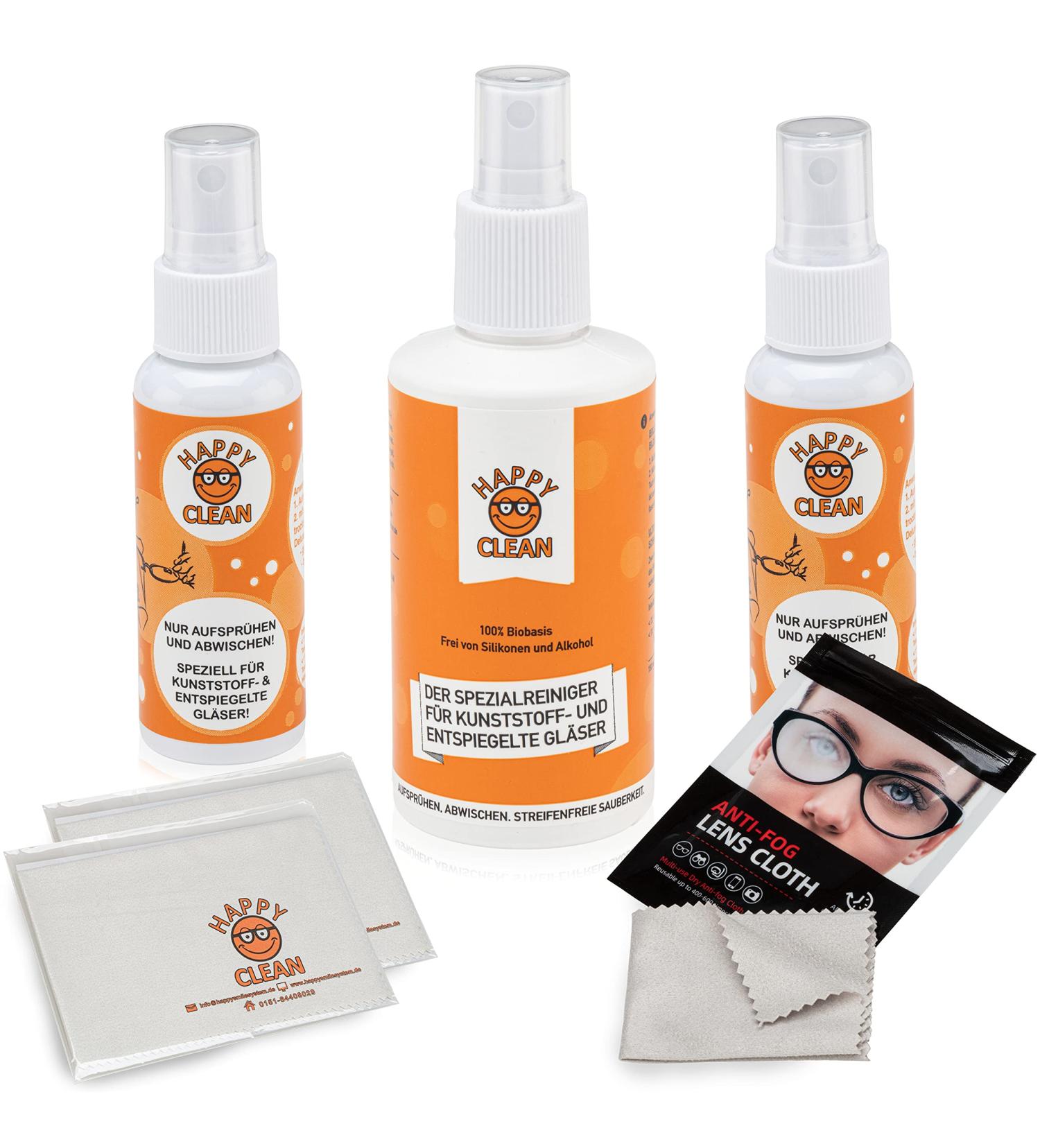 Happy Clean 1-Year Package | Premium Glasses Cleaner | Special Formula for Plastic & Reflective Surfaces | Strip-Free Silicone & Alcohol-Free | Eco-Friendly 100% Biobasis - Buy Online on GoSupps.com
