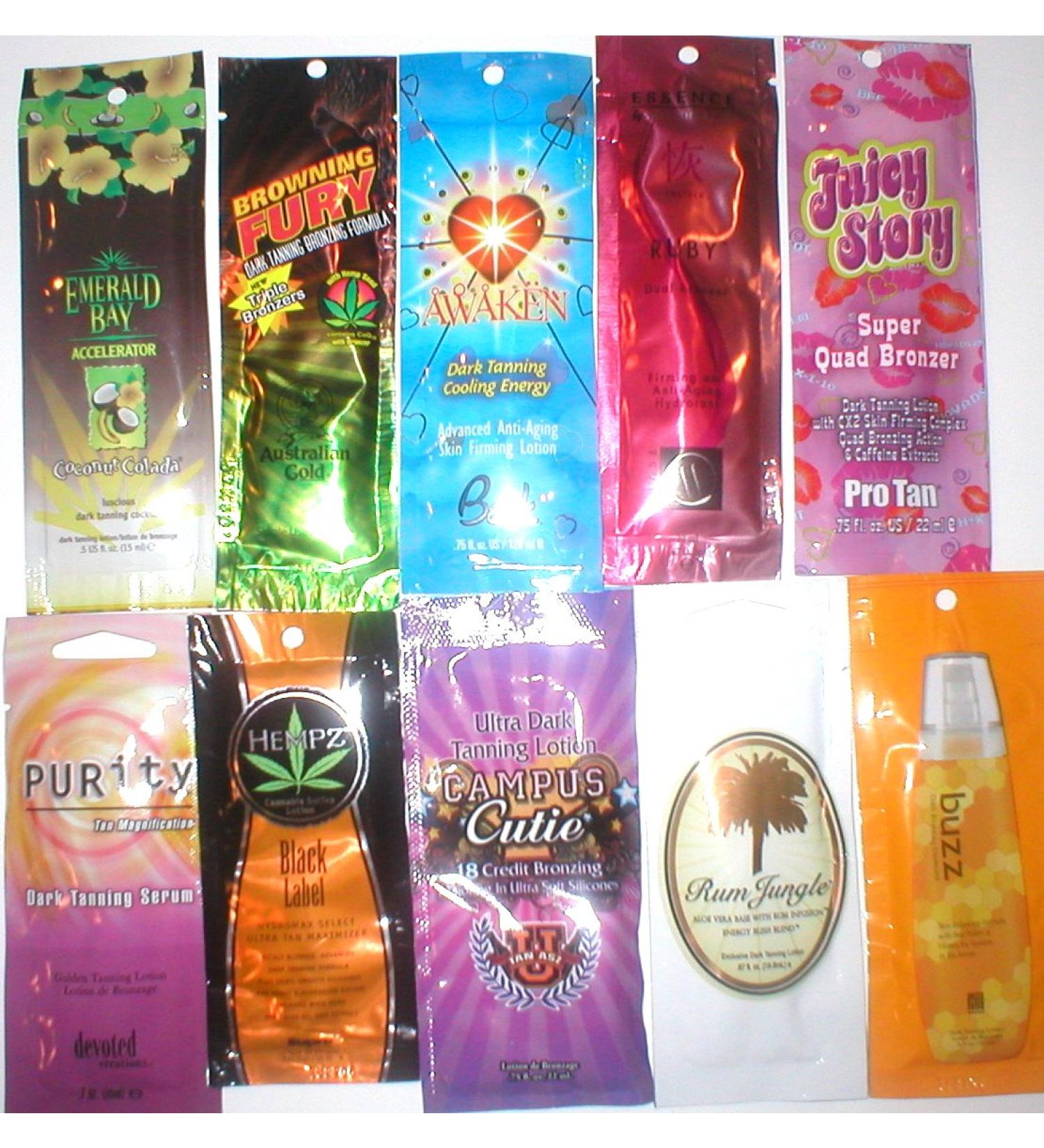30 Indoor Tanning Bed Sample Packs Packages Suntan Lotion Bronzers Ect.