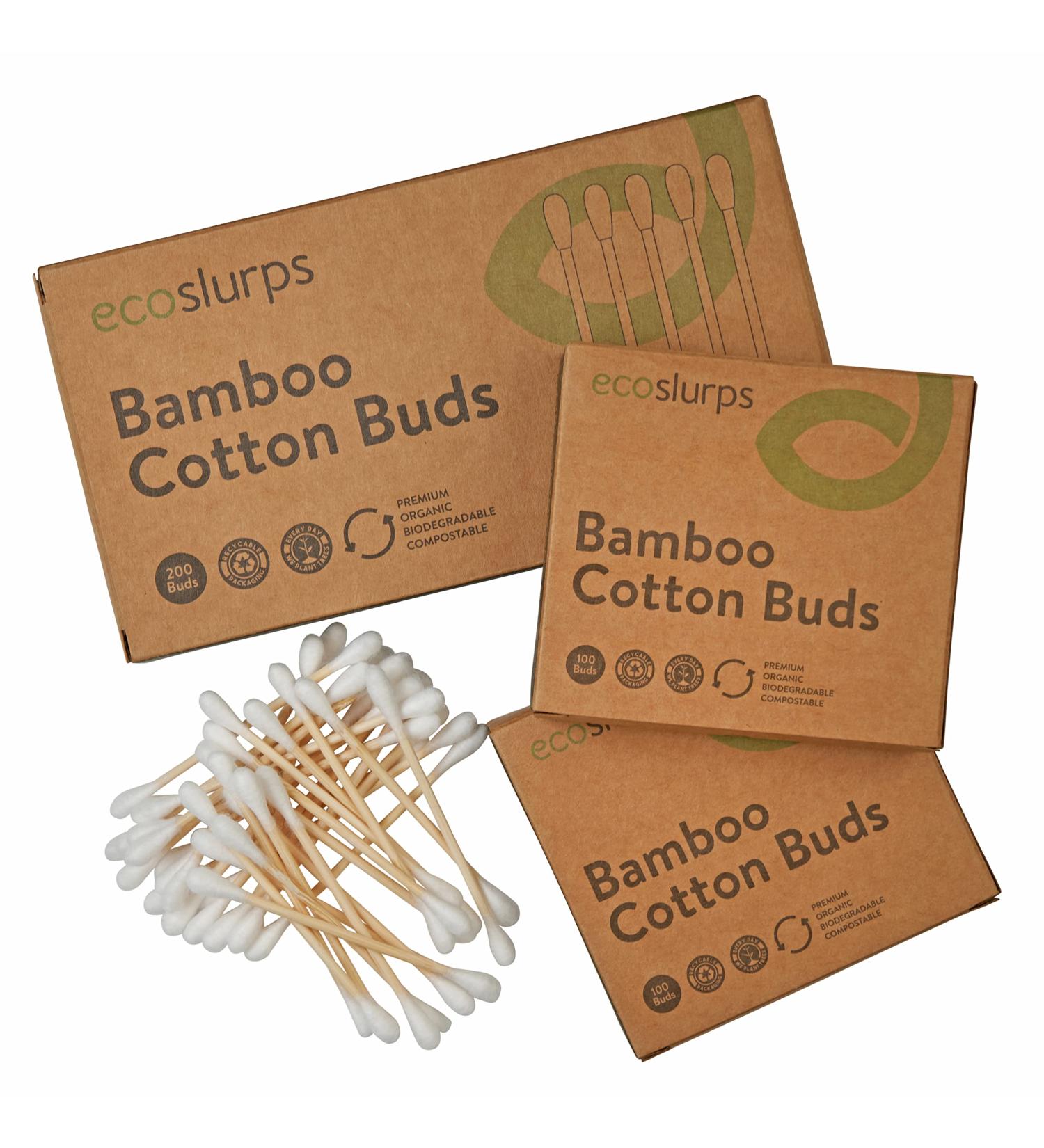 Ecoslurps 200 Bamboo Cotton Buds | Biodegradable & Compostable | Eco-Friendly Plastic-Free Swabs with Tree Planting Effort - Buy Online on GoSupps.com