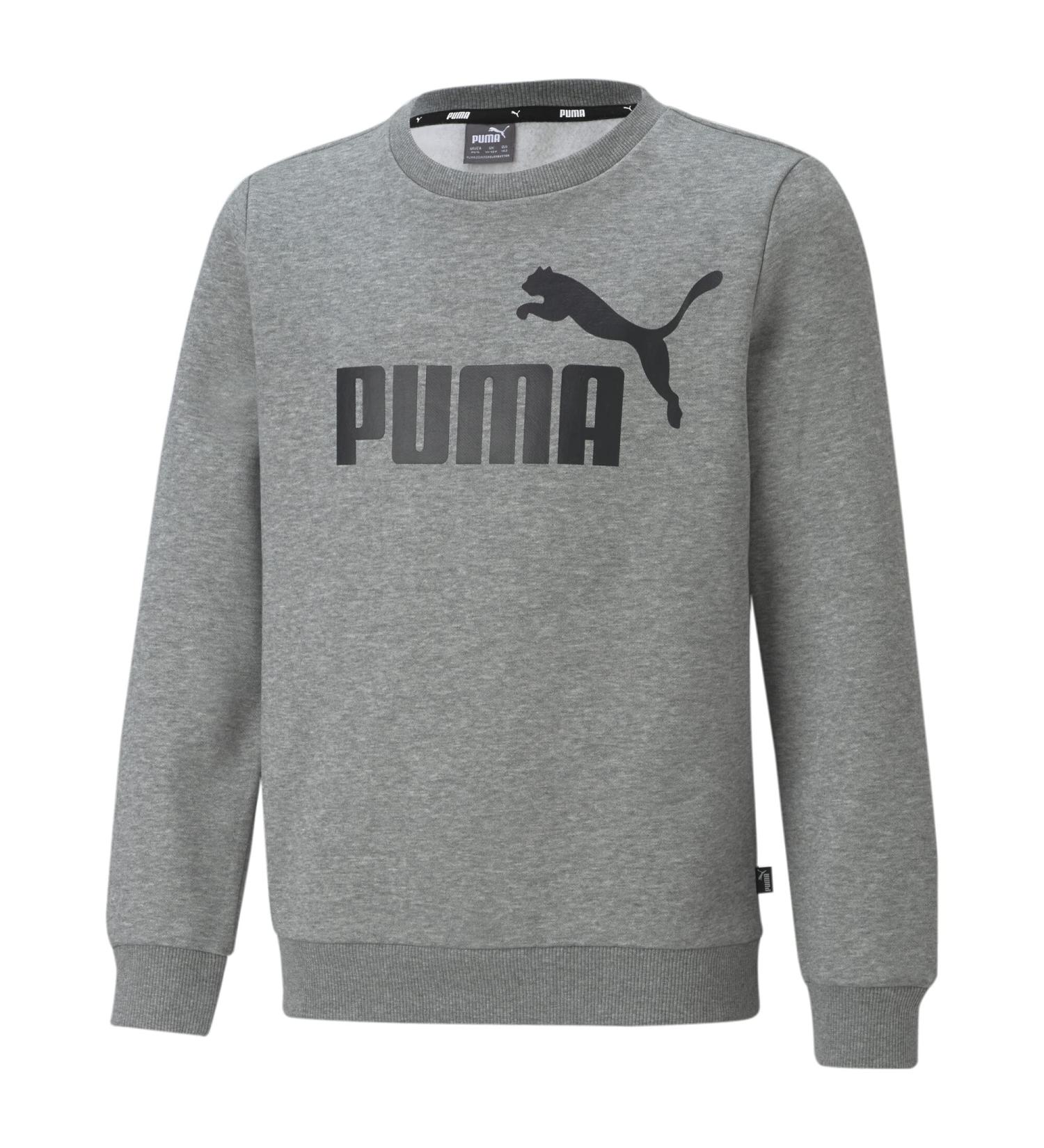 PUMA Boys ESS Big Logo Crew Sweater - Medium Gray Heather | Shop Internationally | Top Quality Boys Apparel - Buy Online on GoSupps.com