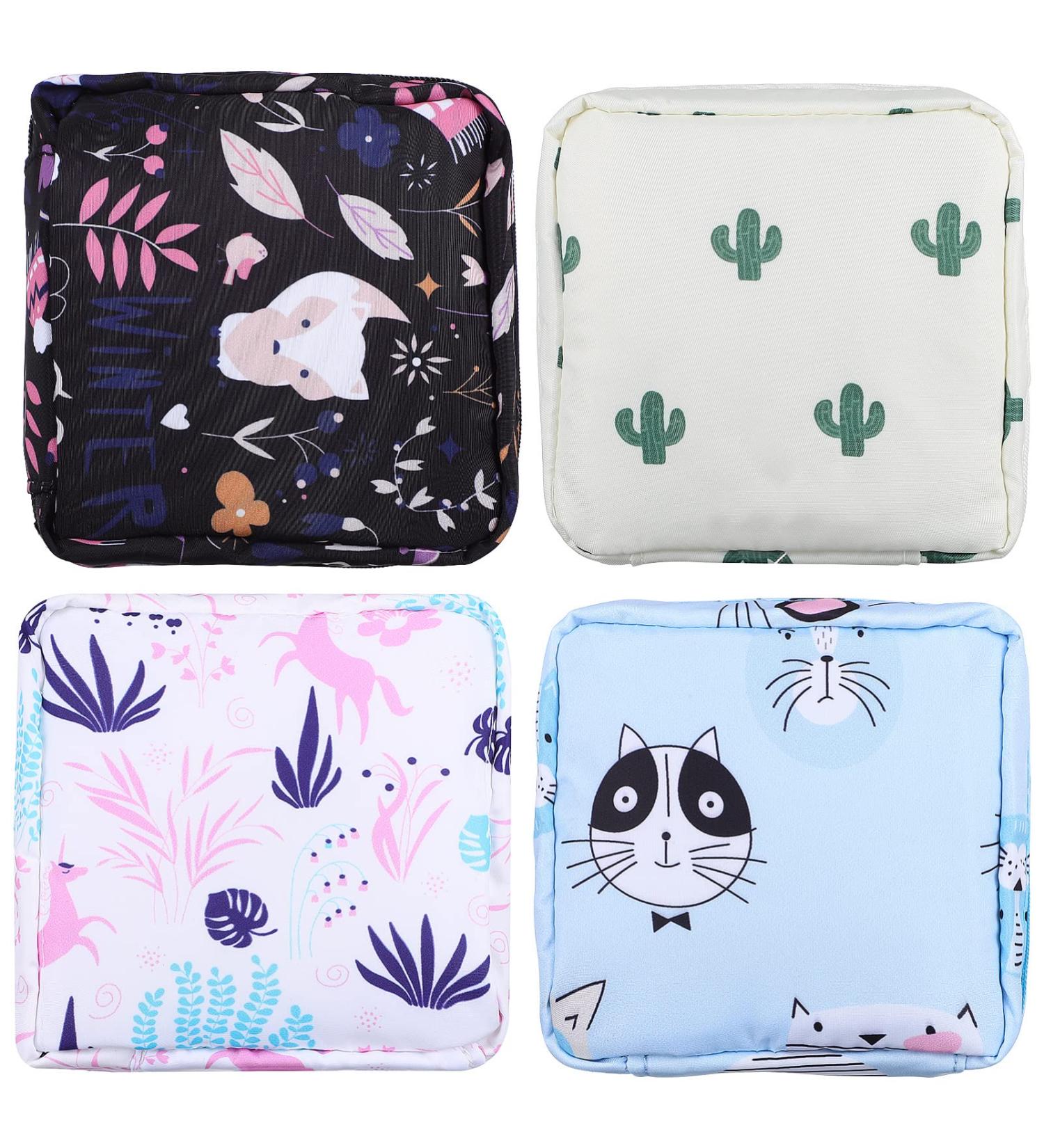 4-Pack Storage Bags for Women's Bandages | Zippered Period Bags | Ideal First Period Gifts for Girls & Teenage Girls | Multi-Colored Collection - Buy Online on GoSupps.com