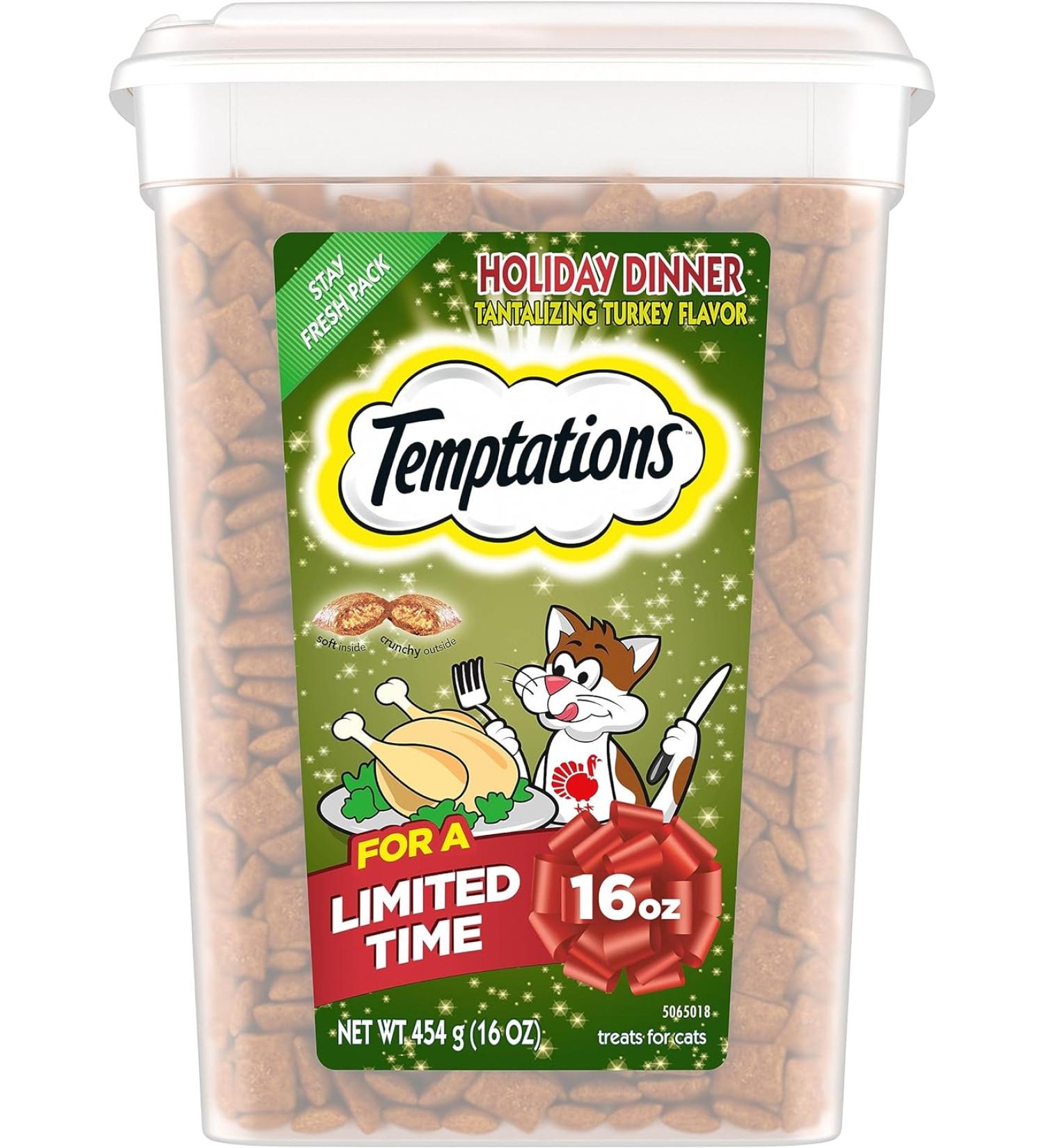 TEMPTATIONS Holiday Dinner Turkey and Sweet Potato Cat Treats - 16 oz - Buy Online on GoSupps.com