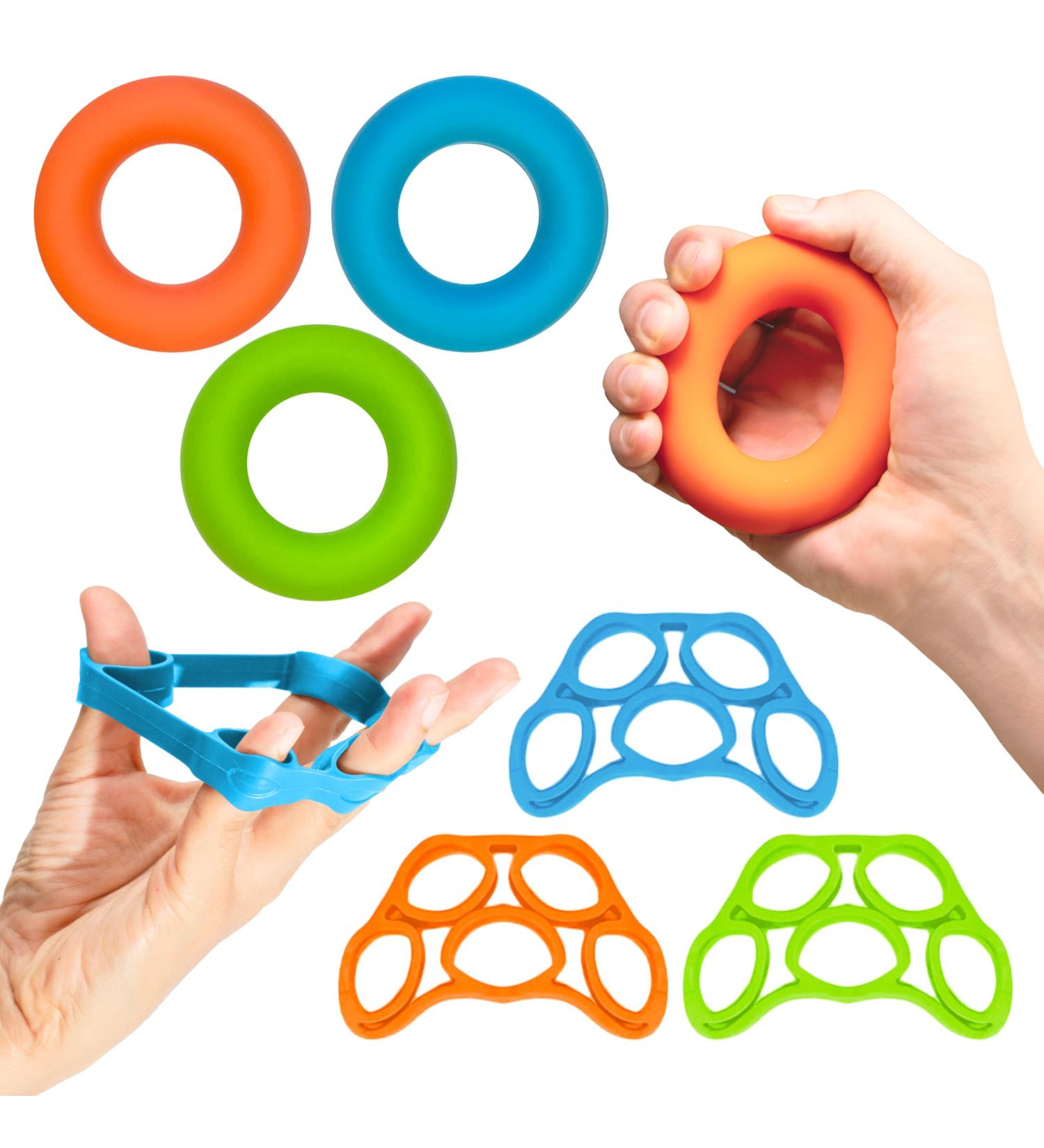 RMS Hand Grip Strengthener Kit - 6 Pieces Finger Exerciser Grip Trainer for Carpal Tunnel & Arthritis Relief Stress Relief Occupational Equipment - Buy Online on GoSupps.com