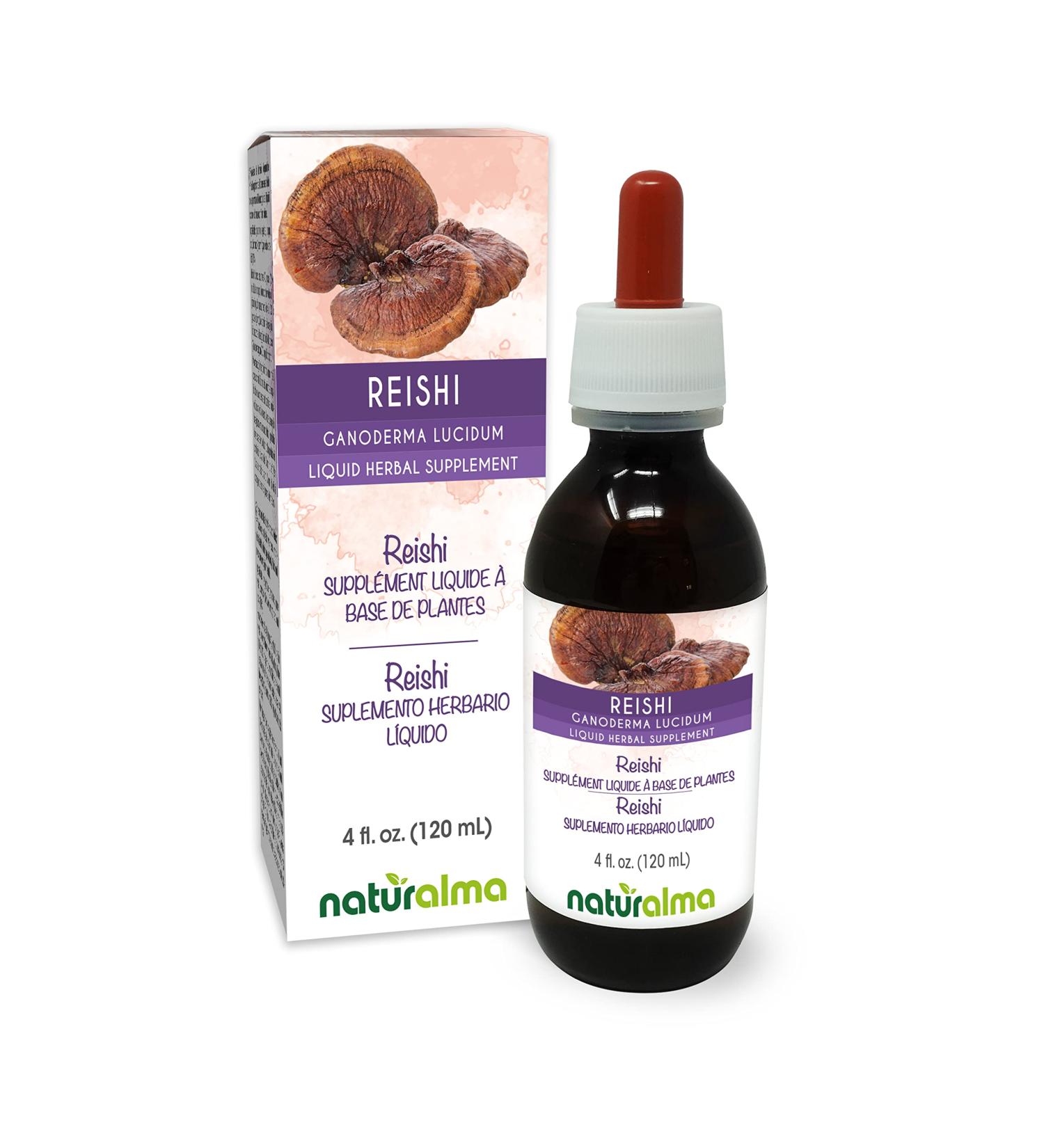 Naturalma Reishi (Ganoderma lucidum) Fungus or Mushroom Alcohol-Free Tincture - 4 fl oz Liquid Extract in Drops - Herbal Supplement - Vegan Alcohol-free 4 Fl Oz (Pack of 1) - Buy Online on GoSupps.com