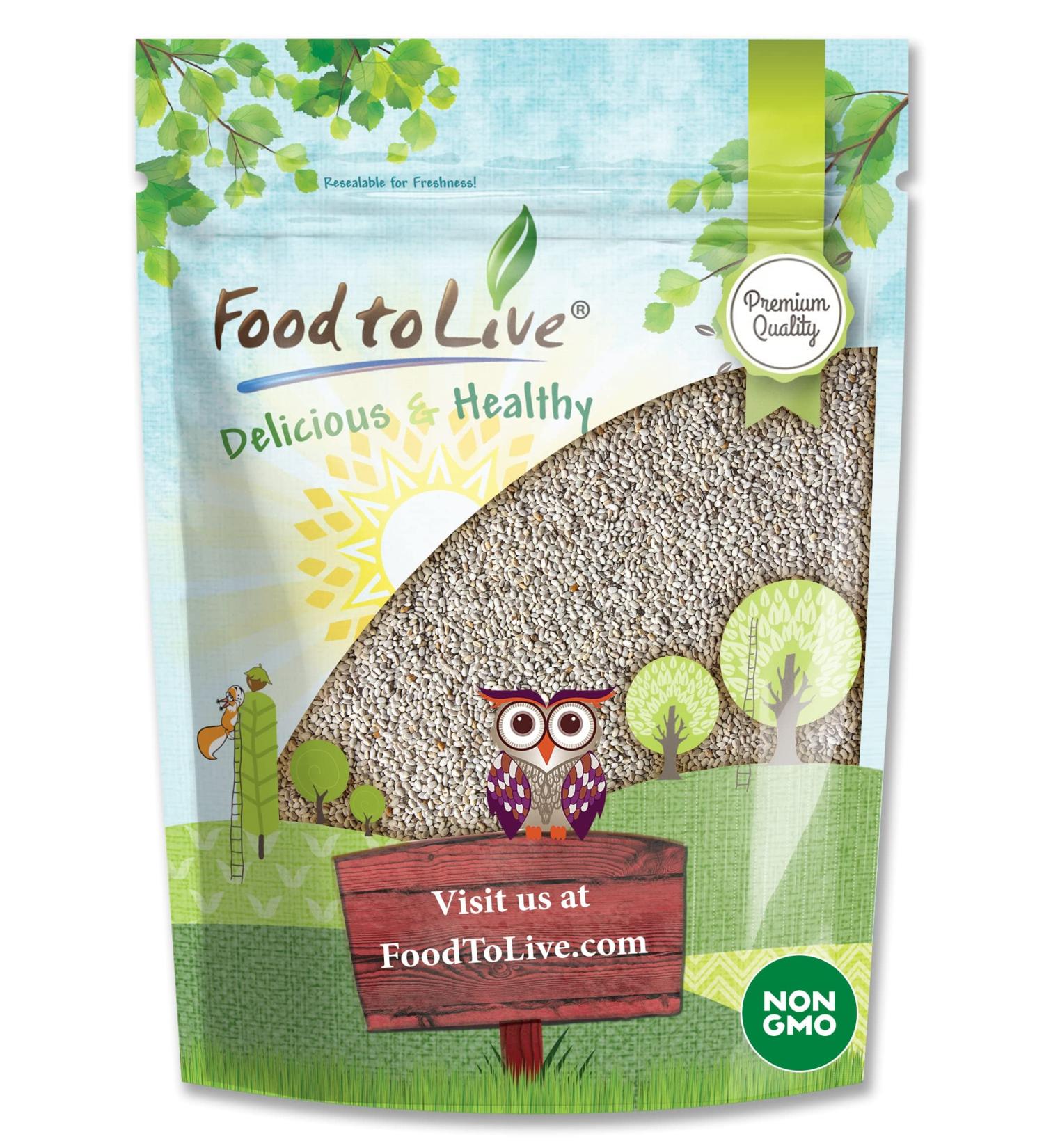 Non-GMO White Chia Seeds 12 oz - Raw & Kosher, Omega-3, Protein & Fiber Rich Superfood for Keto Vegan Sirtfood Diet - Ideal for Chia Pudding, Yogurt, Smoothies - 1 Pack - Buy Online on GoSupps.com