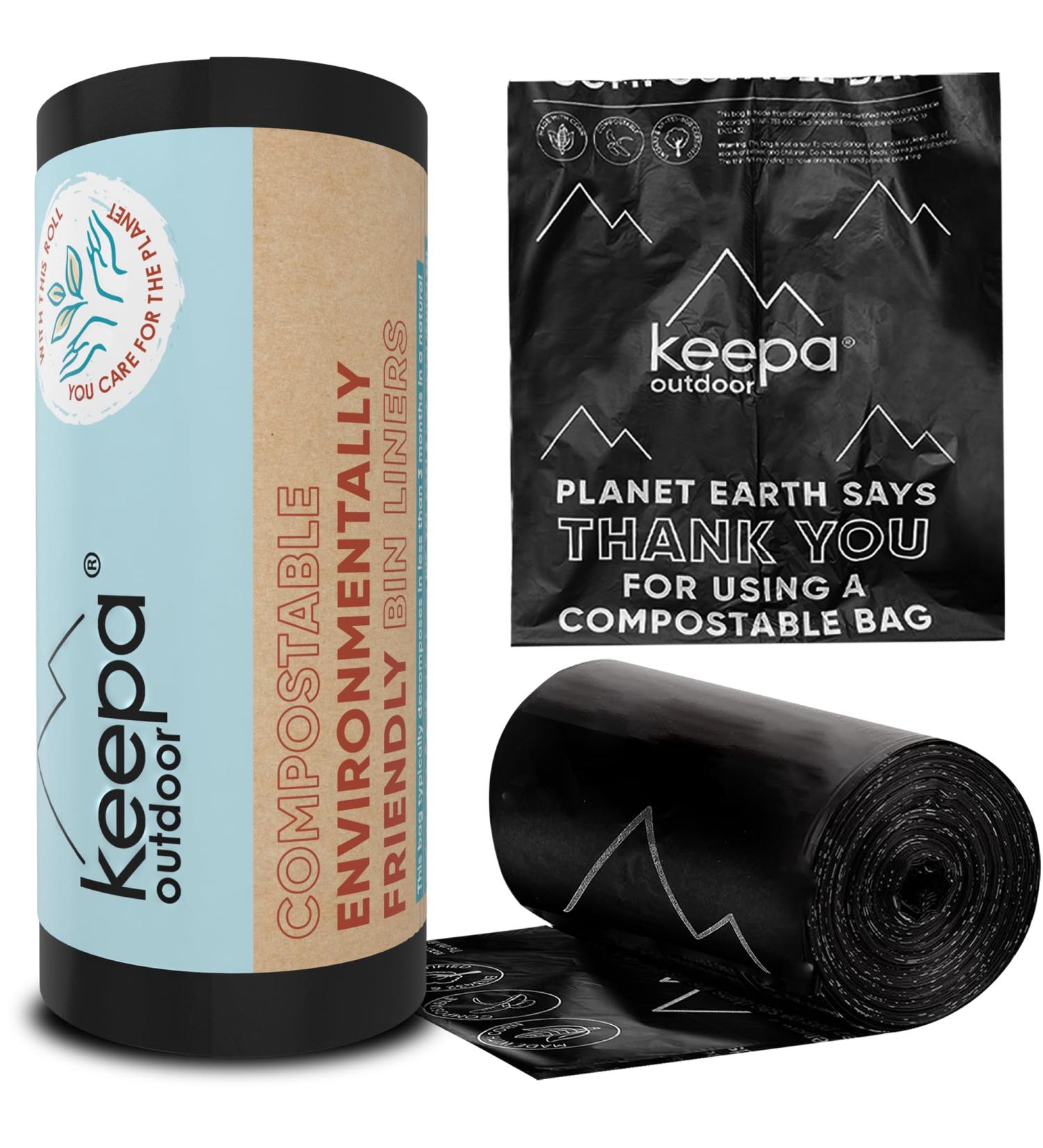 Keepa Outdoor Compostable Toilet Bags - 20 Tearproof Odor-Tight 40L - Ideal for Kitchen & Camping Waste Disposal - Buy Online on GoSupps.com