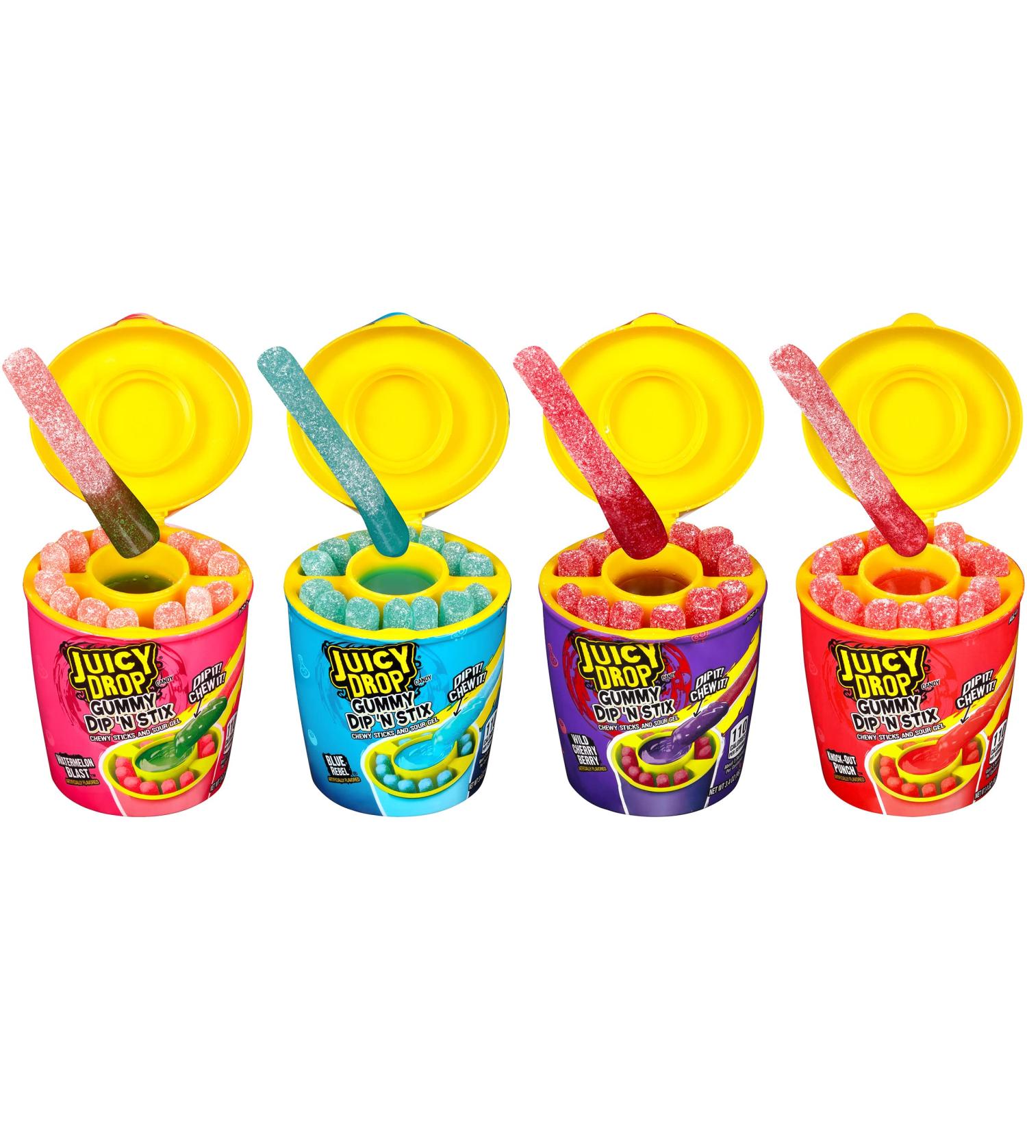 Juicy Drop Gummy Dip 'N Stix 8 Pack - Sweet Gummy Sticks with Sour Dipping Gel, Fun Candy for Birthdays and Celebrations - Buy Online on GoSupps.com