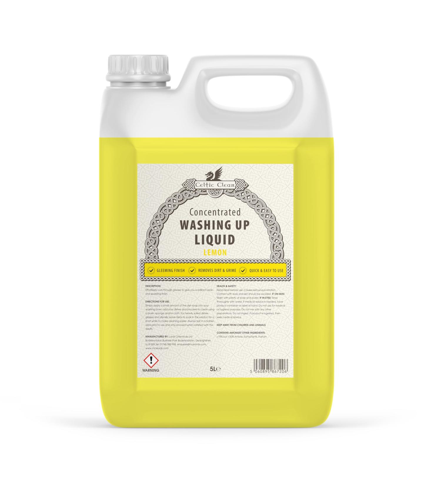 Celtic Clean - Washing Up Liquid - Lemon - 5 Litre - Buy Online on GoSupps.com