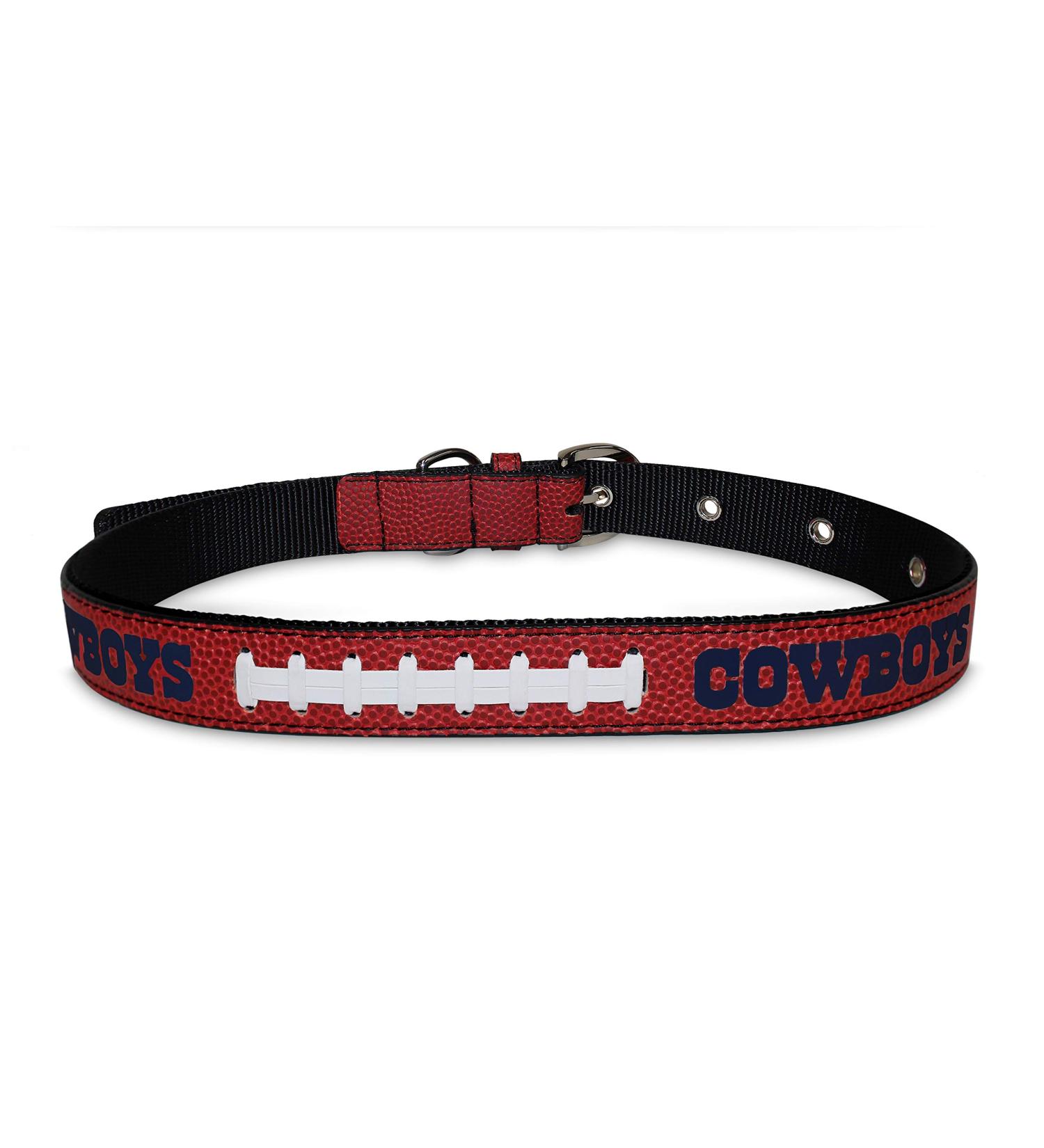NFL Dallas Cowboys Tough Leather Pet Collar - Large (DAL-3081-LG) | Limited Edition Heavy-Duty Dog Collar for Strongest Support - Buy Online on GoSupps.com